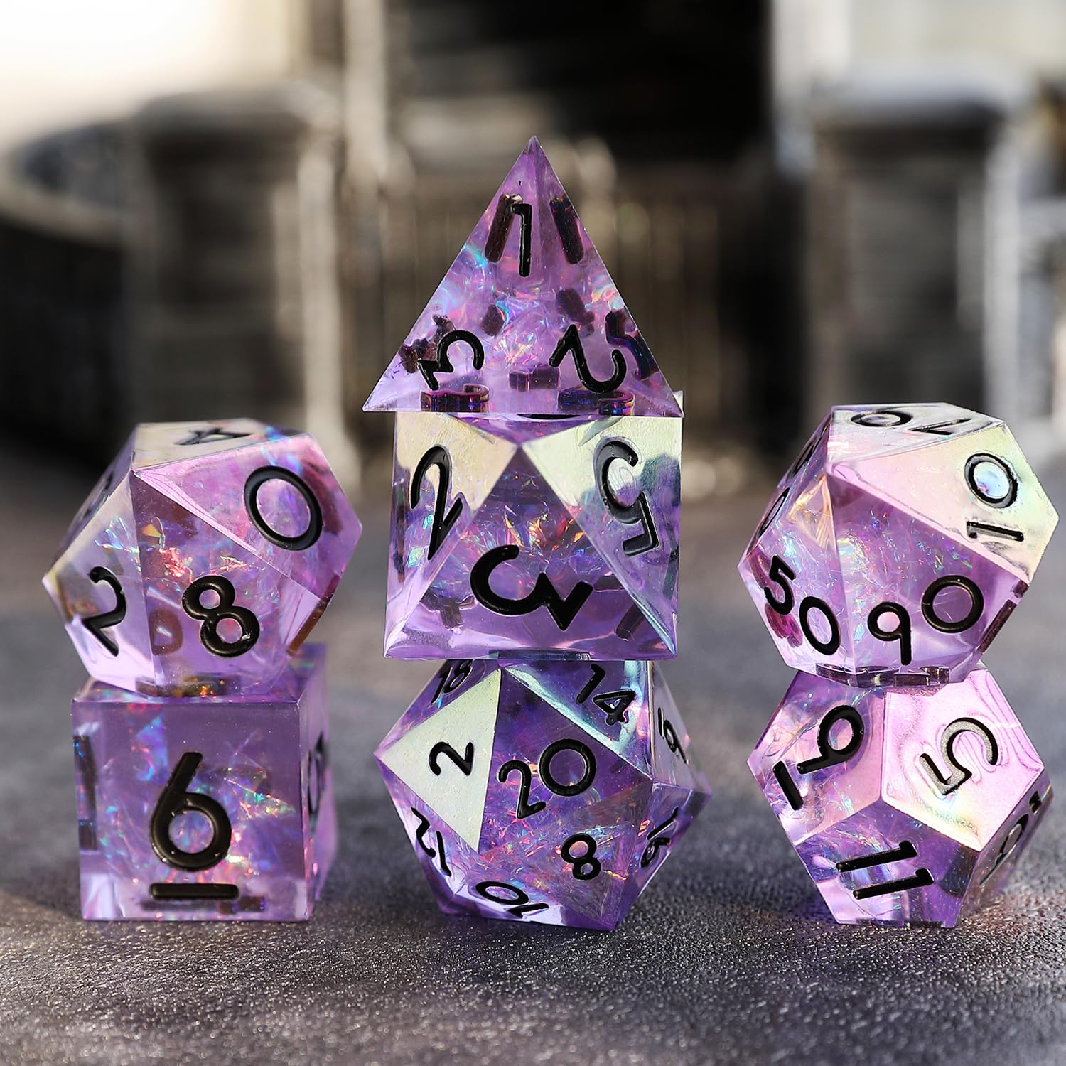 DND Dice Set 7pcs D4 D6 D8 D10 D12 D20 D% Polyhedral Handmade Resin D&D Dices for Dungeons and Dragons Pathfinder Roll Playing Table Games RPG MTG with Gift Box โ image 1