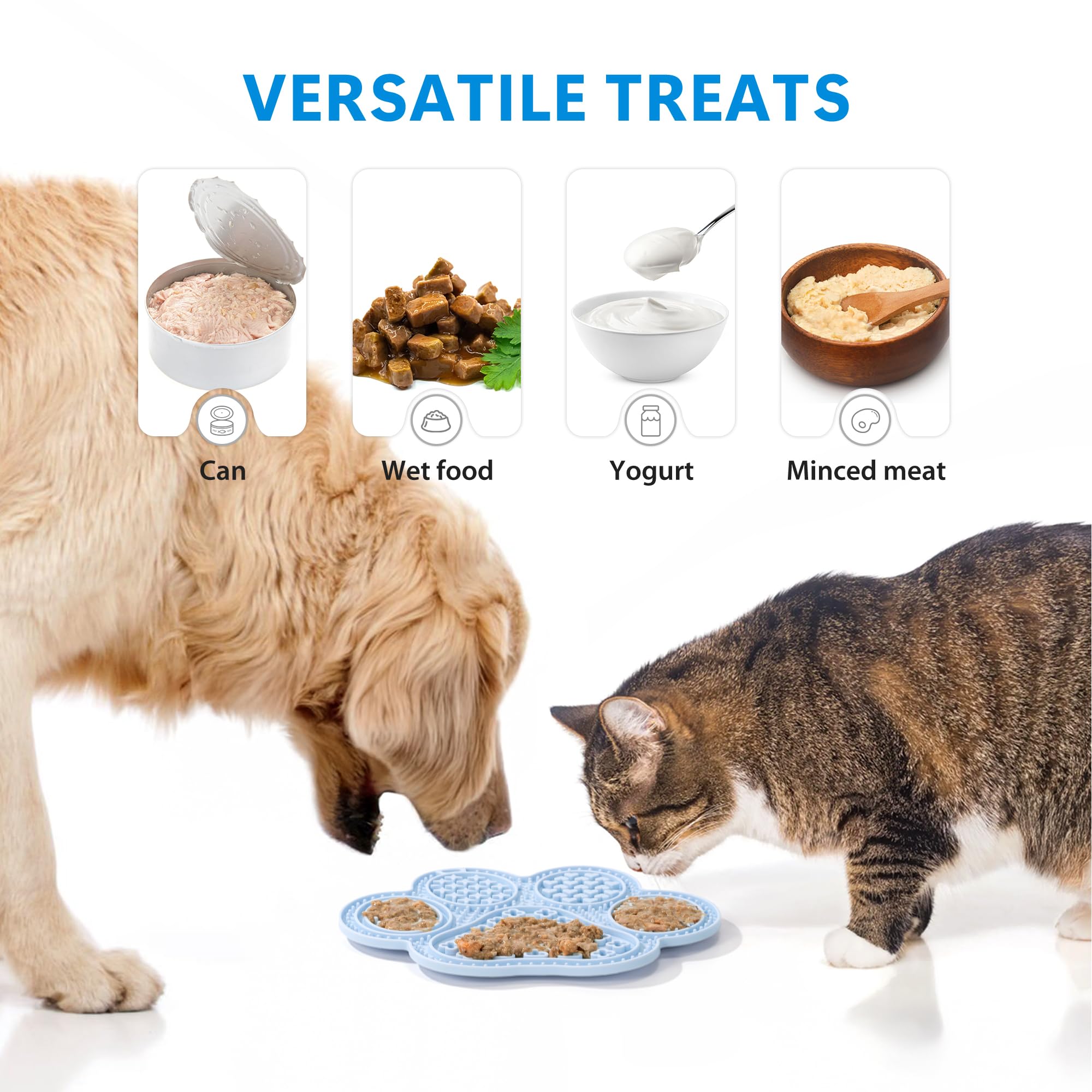 Li&Zhao Leckmatte für Hunde – 2 Stück Hunde-Leckmatten mit Saugnäpfen, Katzen-Leckmatte, Welpen-Leckmatte für Katzen, Hunde, langsames Füttern, Anreicherung von Spielzeug, für Joghurt, Erdnussbutter,