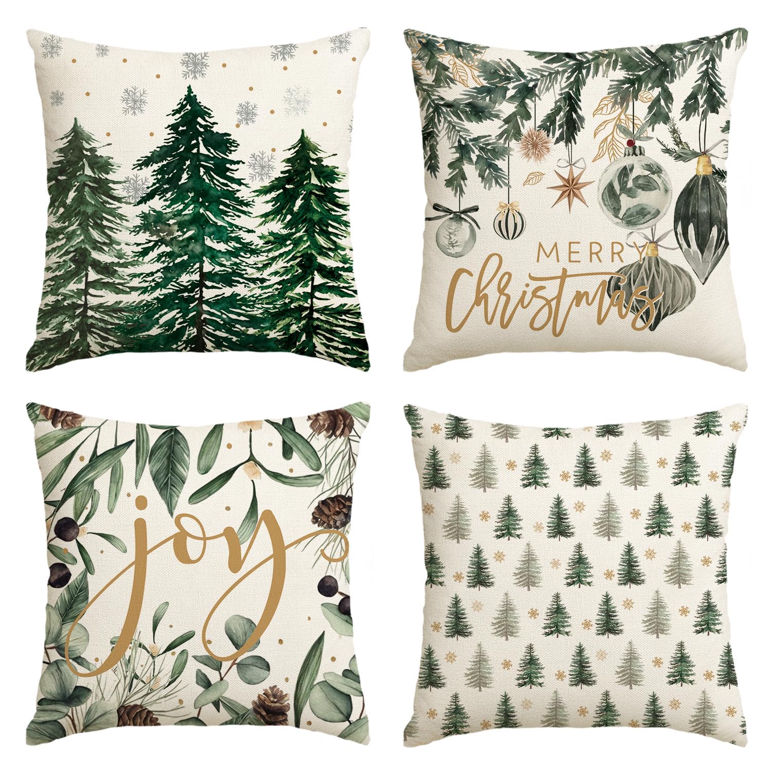 Housse de coussin Noël 40,6x40,6 cm AVOIN colorlife sapin canapé lot 4
