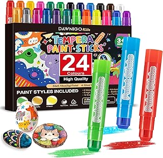24 Colors Tempera Paint Sticks,Washable Paint Sticks for Kids,Non-Toxic,90s Quick Drying, Allergen Free and High Coverage Solid Tempera Paint Stick,Ideal Gifts for Kids and Toddlers