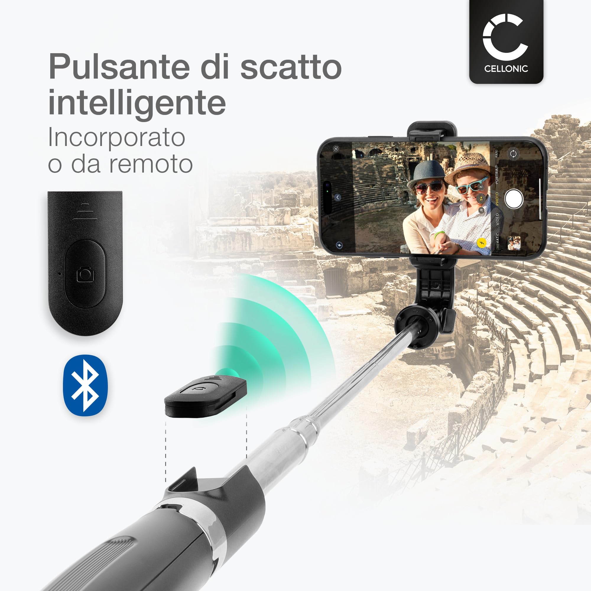 Bastone per selfie Bluetooth con treppiede 2 in 1, supporto