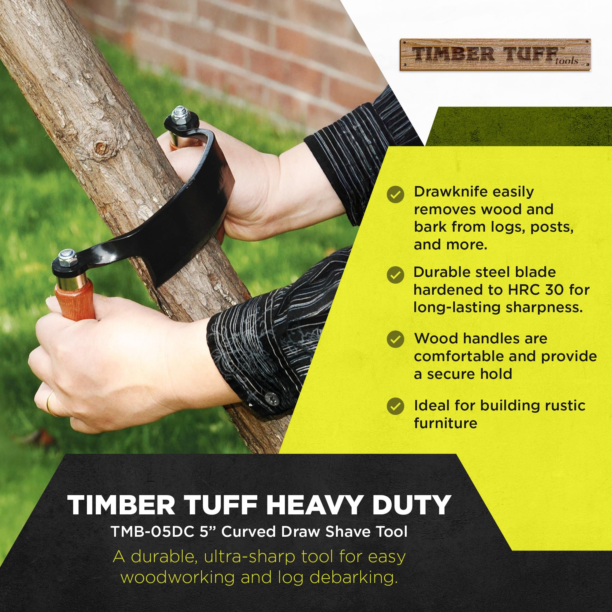 Timber Tuff 12,7 cm gebogene Klinge robuster Stahl 30-Grad-Winkel Holzgriff Möbelbau