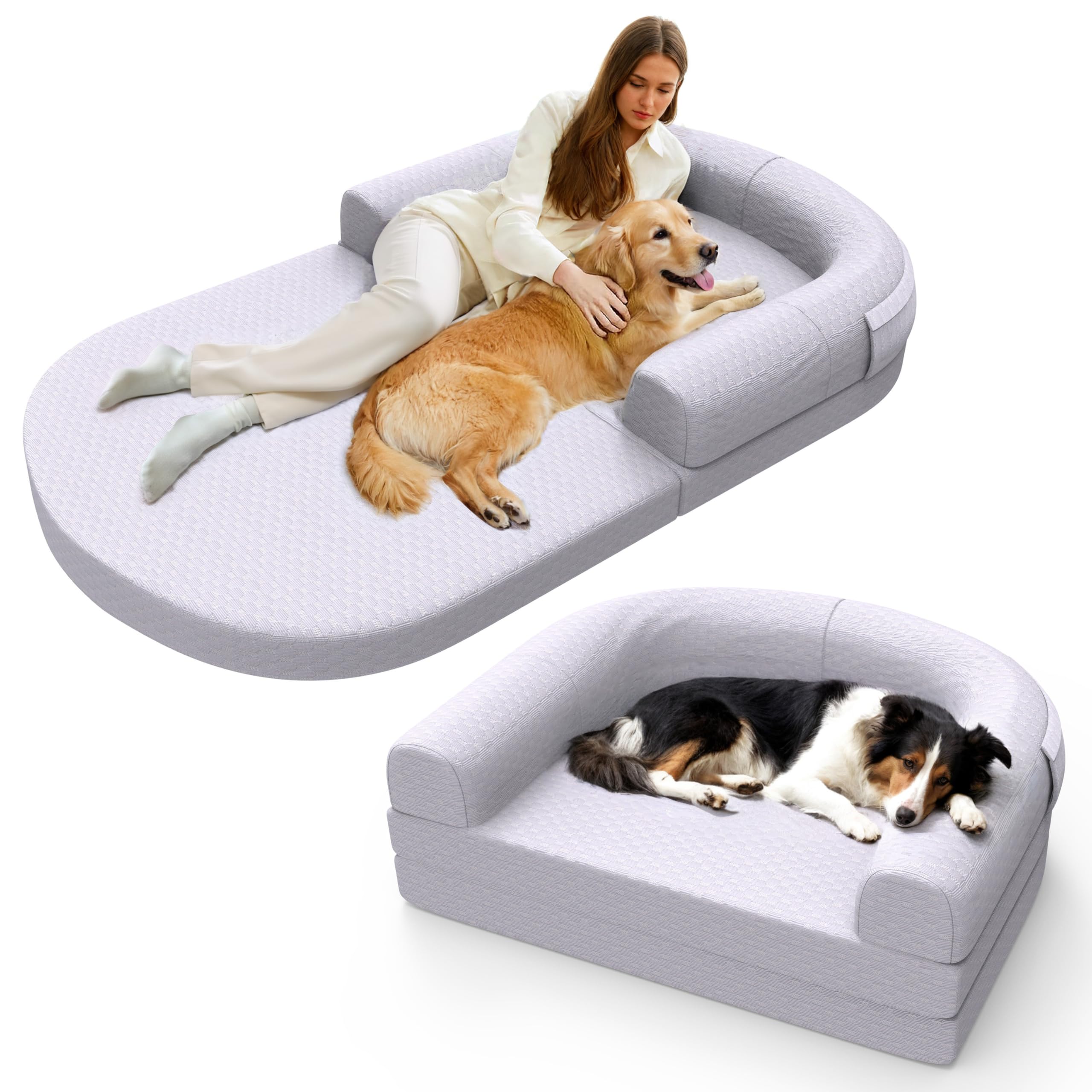 BNCKTRD Memory-Schaum Menschliches Hundebett XXL orthopdisches fr  Erwachsene - Groes klappbares Hundesofa Riesiges Dickes Hundekissen  waschbar in Hellgrau : Amazon.de: Haustier