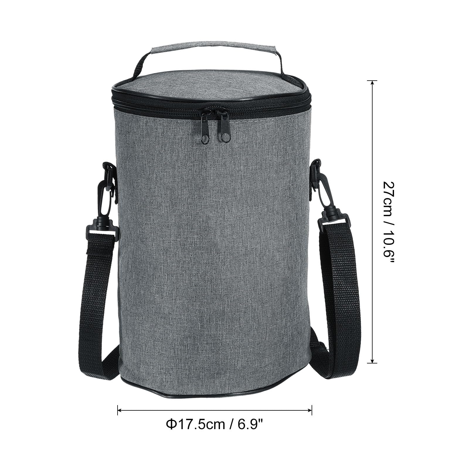 Sac à déjeuner Isotherme avec bandoulière, Pot Alimentaire isolé, Sac fourre-Tout étanche, Portable pour Le Travail de Bureau, Pique-Nique en Plein air, Gris 17 x 26,7 cm