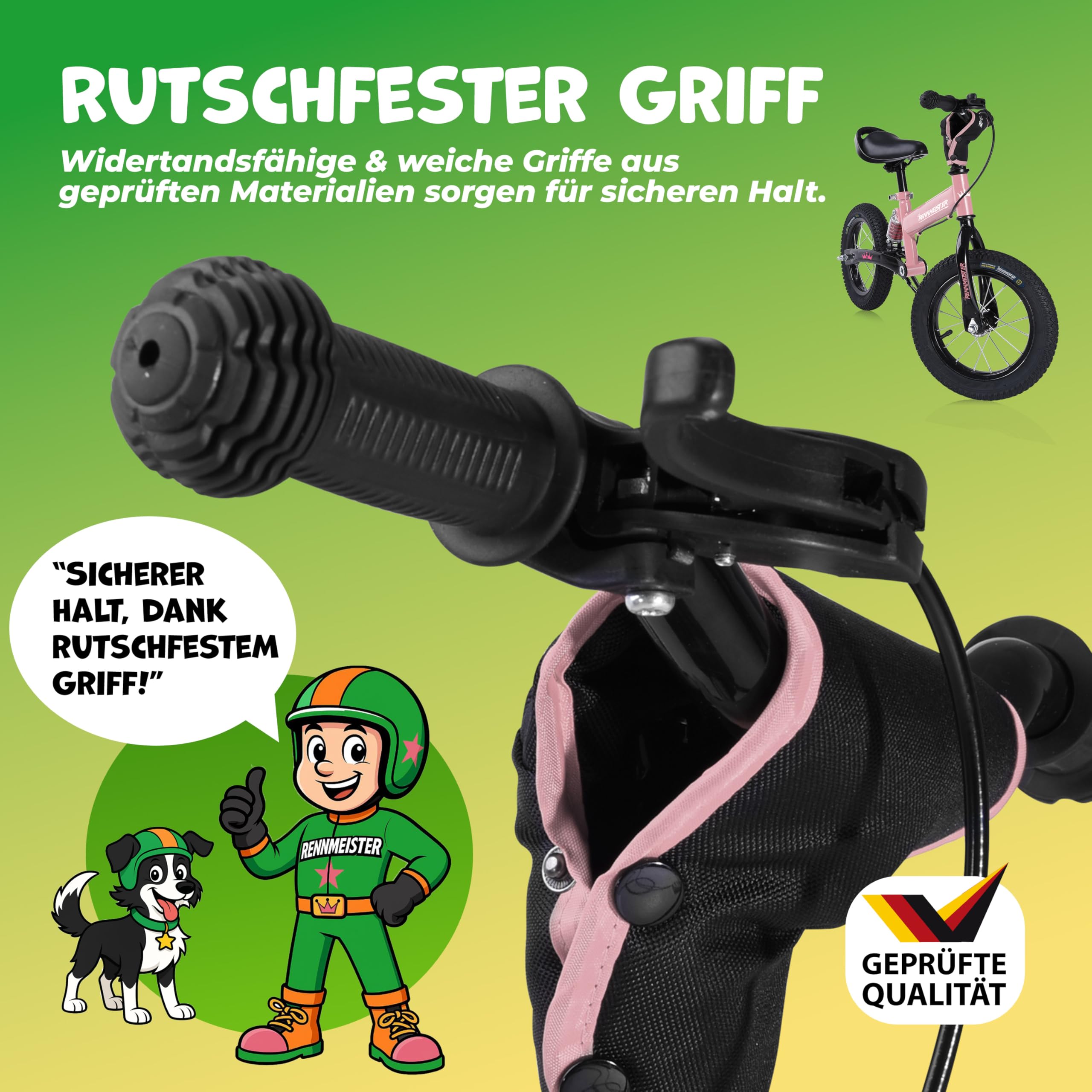 Bici per bambini da 2 Anni Ruota Apprendimento Freno Protezione dagli Urti Max Carico 50 kg Impugnature in Gomma, Fuchsia
