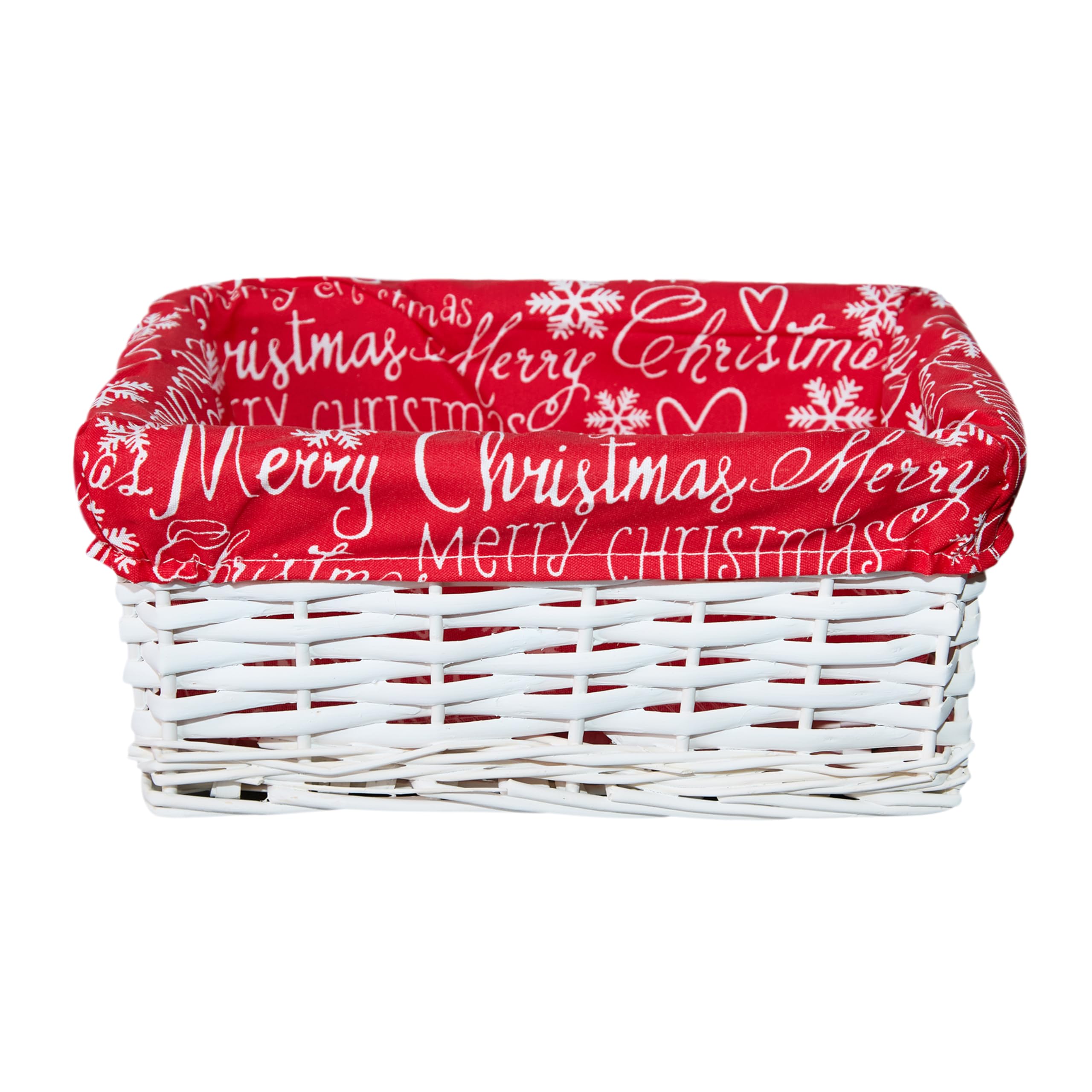 Wickerfield Red lined Honey Wicker Trays Retail Display Christmas Hampers for Gift Packaging (White, Small)