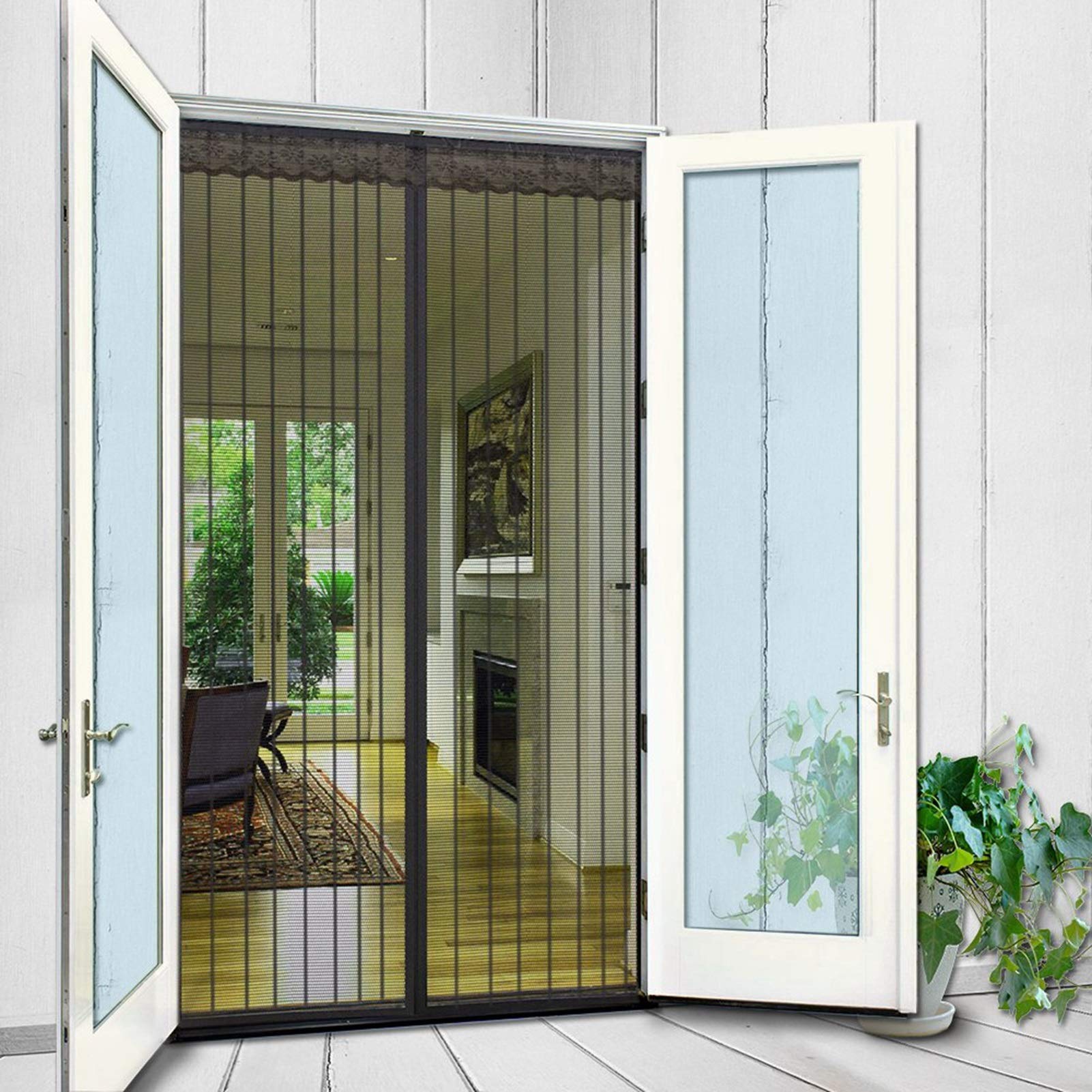 Fliegengitter Magnet 200x200cm Schließen Insektenschutz Magnetvorhang Tür des Lichtdurchlässigen für Holz, Eisen, Aluminium Türen und Balkon, Brown A
