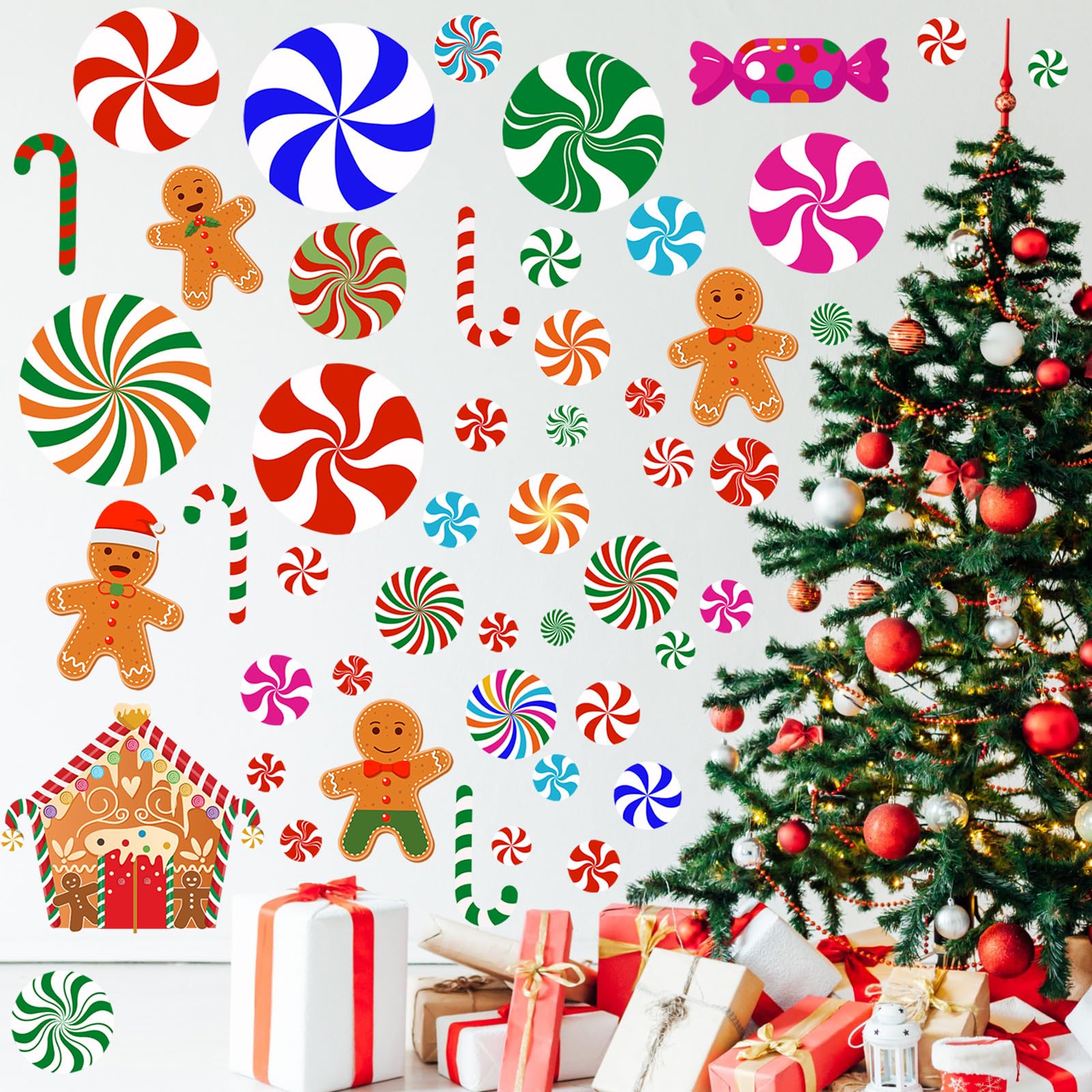Autocollants muraux de Noël bonhomme en pain d'épices pour vitre stickers sol et décoration maison