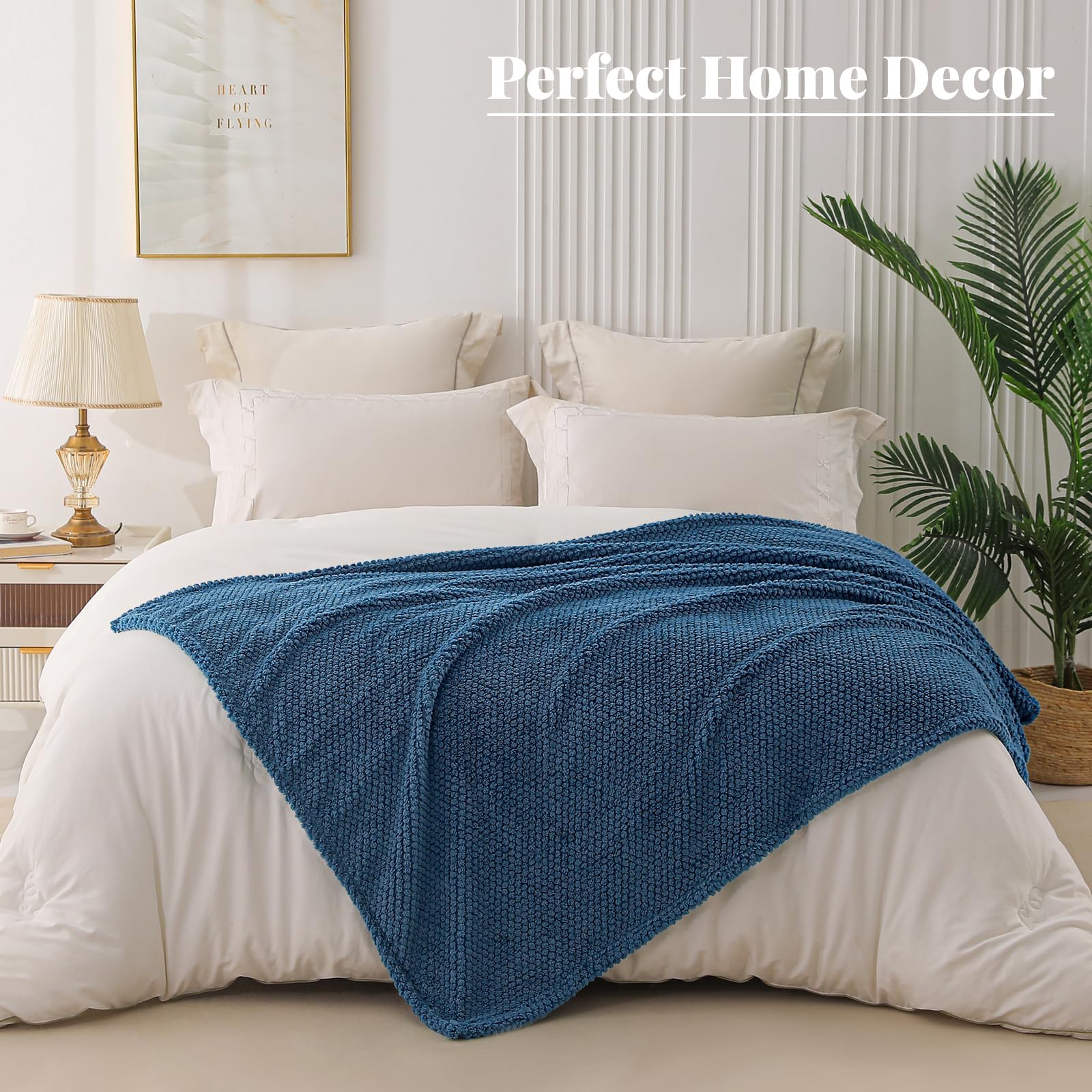 Whale Flotilla Manta Polar Suave para Cama 150 x 200 cm, Azul Marino | Manta de Franela Jacquard Ligera y Cálida para Todas Las Estaciones, Mullida y Acogedora