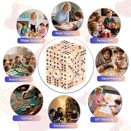 Vista 27 de Juego de 36 dados de 0.472 in de 6 caras de 0.472 pulgadas, juego de dados D6 de colores translúcidos, dados estándar de 6 caras