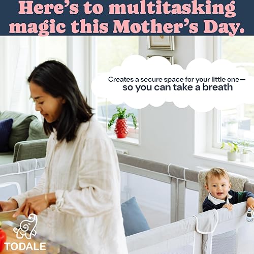 Miniatura 2 de Todale Corralito para bebés de 50 x 50 pulgadas, puerta segura para bebés y niños pequeños para cuna, patio portátil con base antideslizante y malla