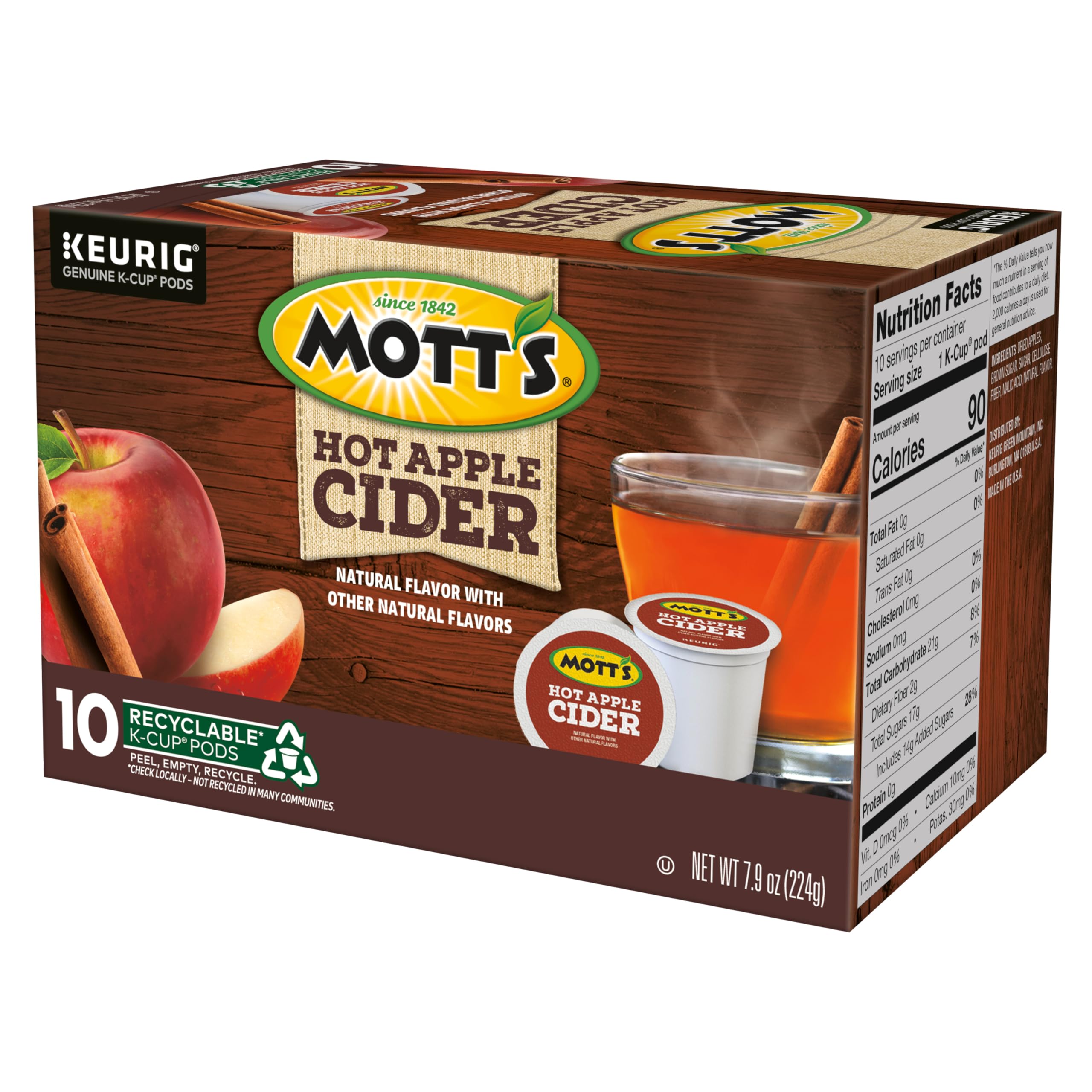 Keurig Mott's Hot Apple Cider, 60 Count (6 Packs of 10)