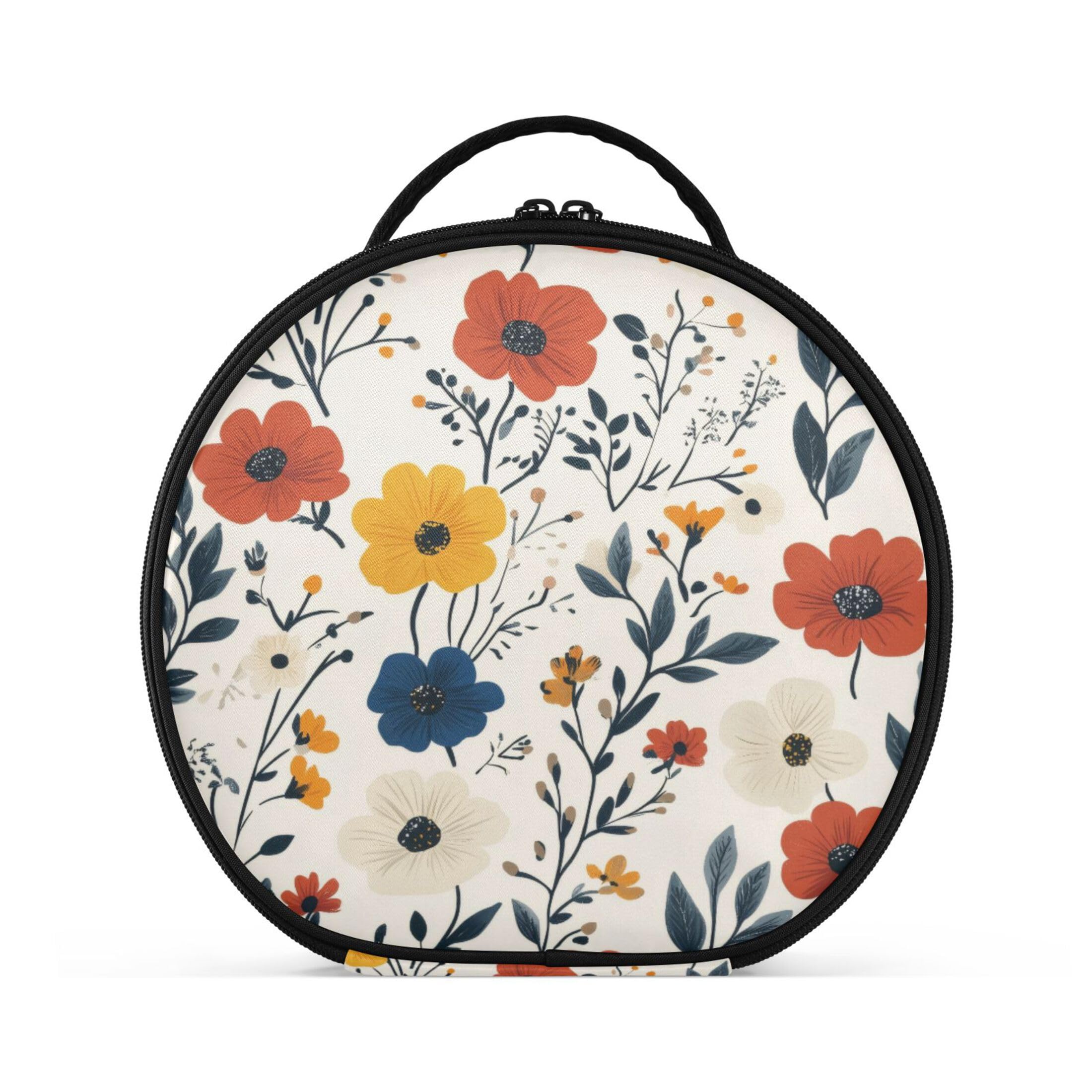 Takiito Flowers Travel Makeup Case Portable Makeup Box Artist Cosmetic Case Organizer With Adjustable Dividers