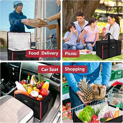 Miniatura 6 de Bolsas aisladas reutilizables para comestibles (paquete de 1), bolsas enfriadoras aisladas con parte inferior dura soportes verticales, bolsa de