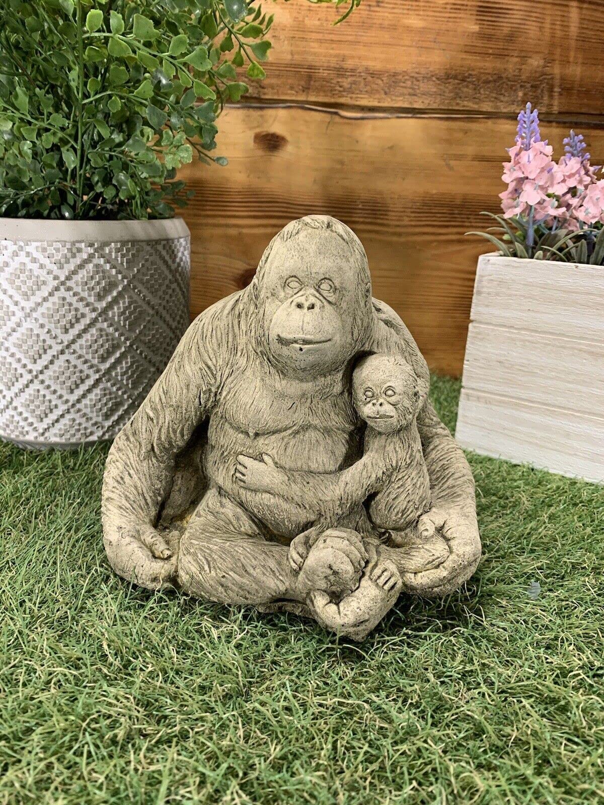 J And L Stone Ornaments Stone Garden Orangutan Monkey And Baby Ornament