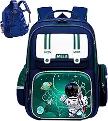 Mochila Escolar Ortopedica Infantil Astronauta Impermeavel Espaçosa Menino Ótimo Acabamento Costura Reforçada Alta Durabilidade Proteção Lombar