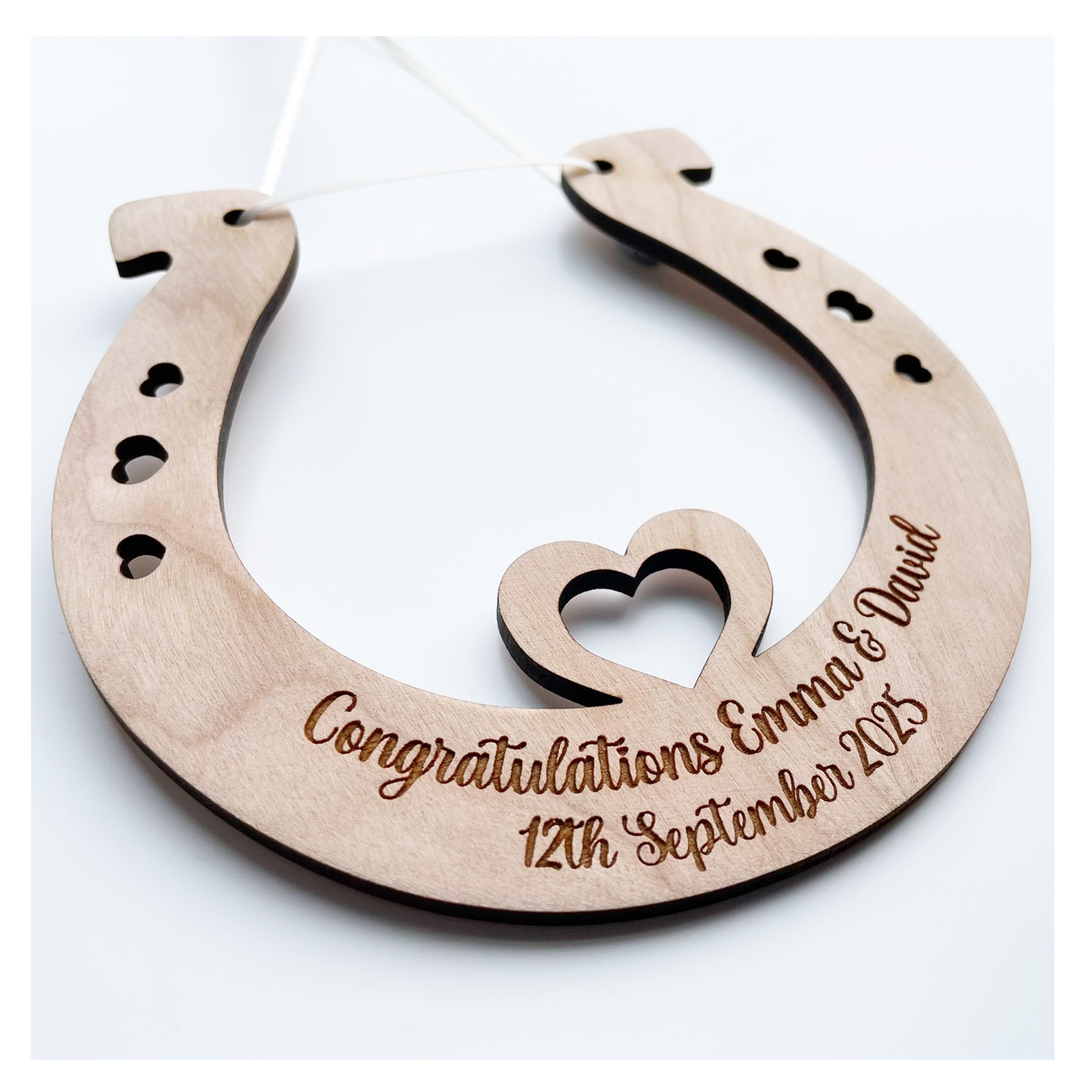 Lovethis** Cherry Wood Wedding Keepsake Personalised Lucky Horseshoe