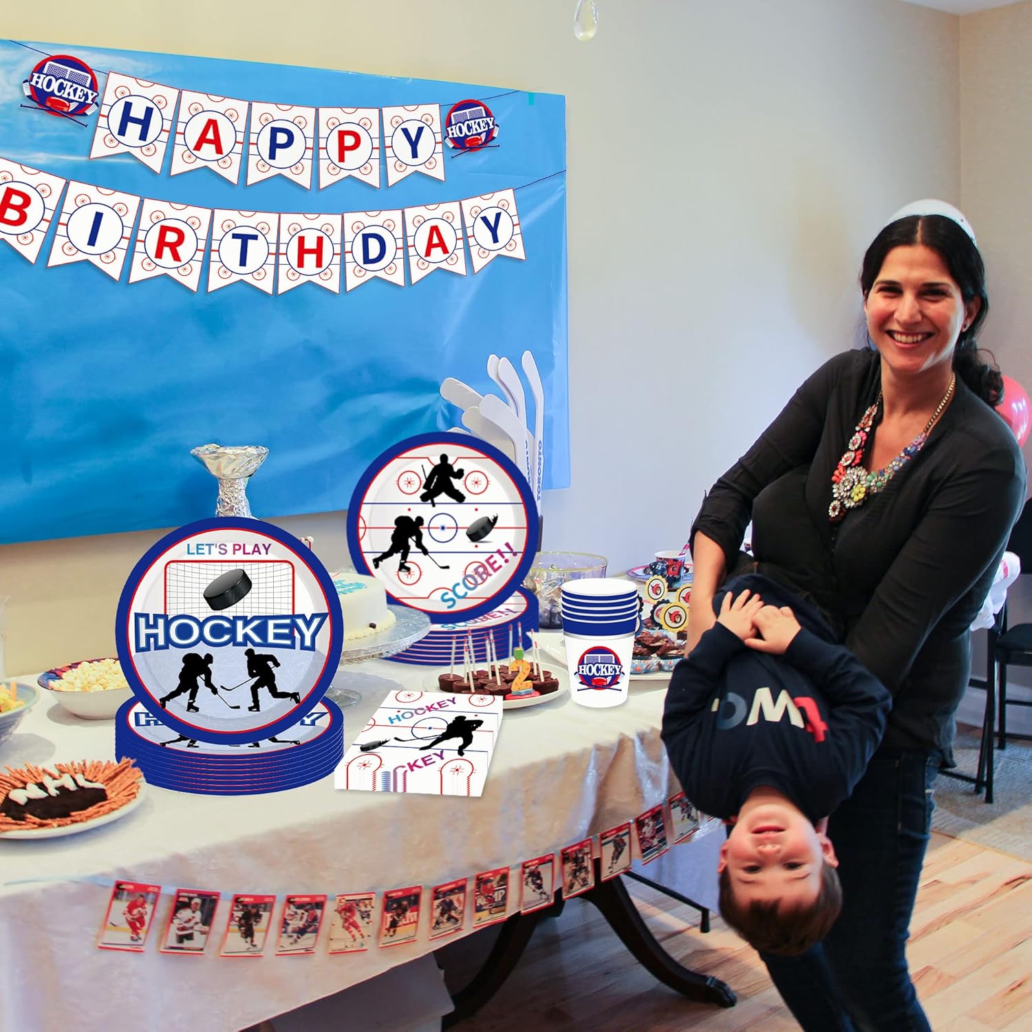 JeVenis 45 PCS Hockey Birthday Party Supplies Hockey Birthday Party