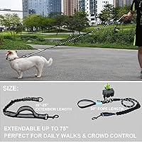 Vista 8 de Correa elástica 4 en 1 resistente para perro con 3 asas acolchadas, correa antideslizante reflectante, giratorio sin enredos, cinturón de seguridad