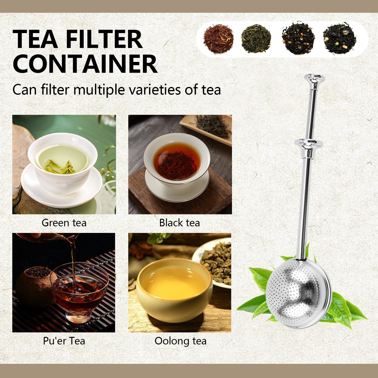 Infusore Per Tè In Silicone Con Filtro In Acciaio Inox, Manico A Foglia Lunga, Tappetino Incluso, Colore Giallo, Approvato FDA