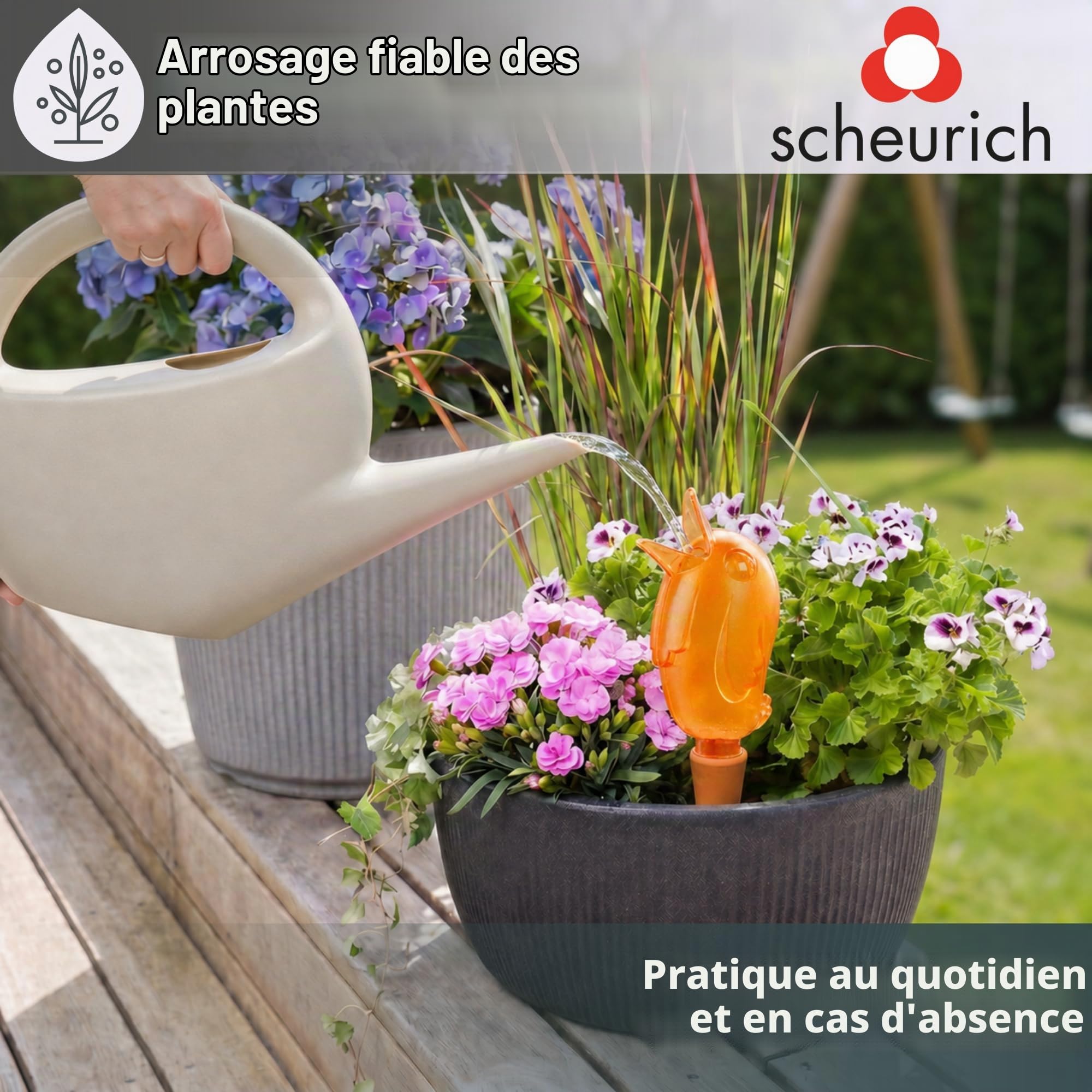Scheurich Bördy L Lot de 4 Boules d'arrosage Orange Hauteur 20 cm 220 ML