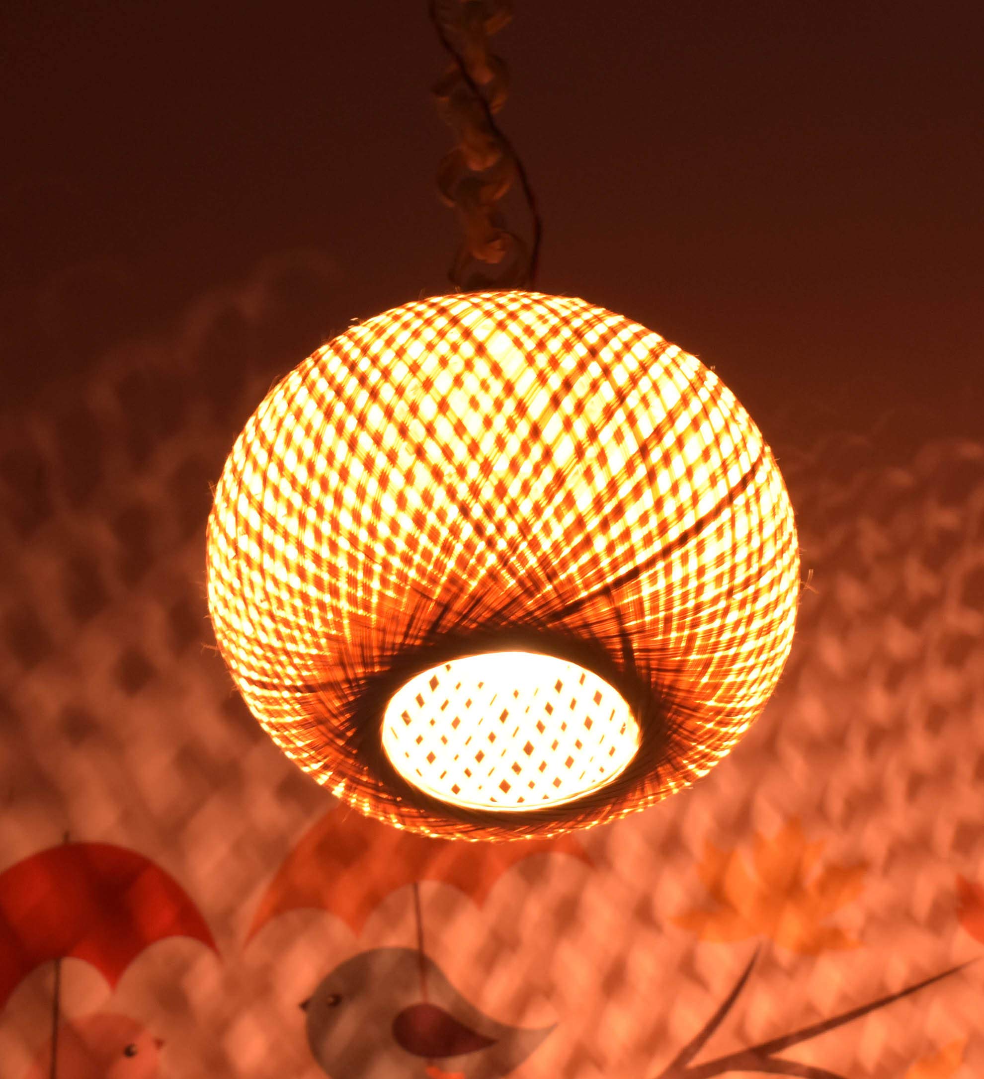 Globe 8 Inch Bamboo Pendant Lamp Shade, Set of 1