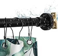 Artiwell Heavy Duty Adjustable Shower Curtain Rod 47-84 Inch, Rustproof Stainless Steel Matte Black Permanent Mount for Bathroom, Window & Closet
