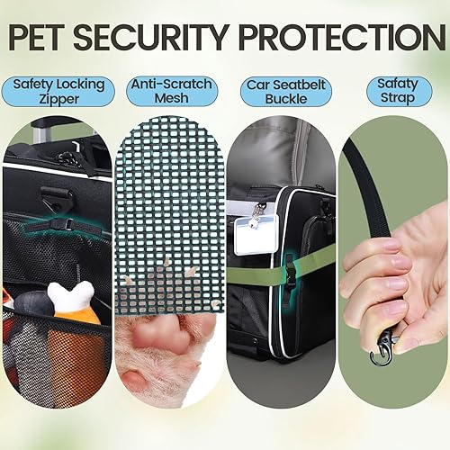 Miniatura 6 de Petskd Transportador de mascotas grande con 2 compartimentos para 2 gatos o un perro mediano, 24 x 17 x 15 pulgadas, transportador doble para gatos