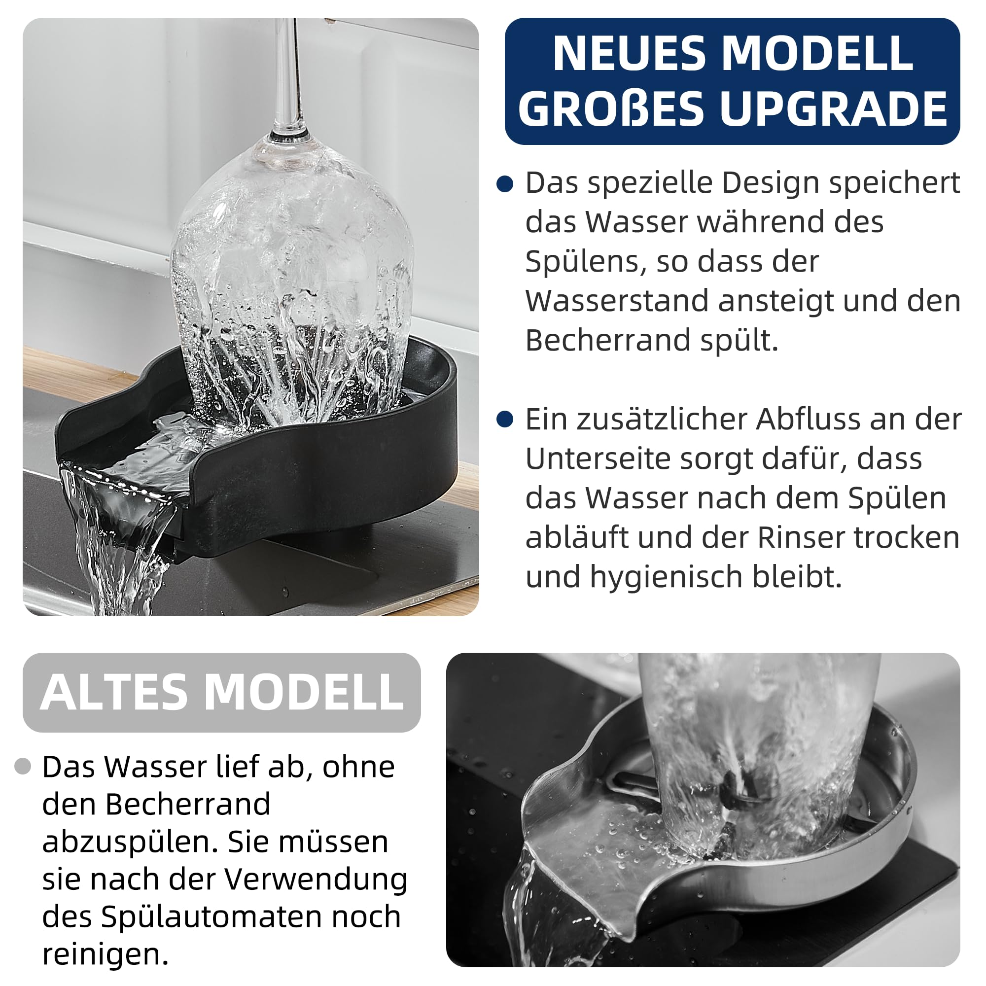 ZHIBAI Gläserspüler,FlaschenspüLer,Glasspüler für Spülbecken,Edelstahl Glasspüler für Spülbecken,glass spüllen für küchenspüle,Bar Gläserdusche, spülbecken-glasspüler,flaschenreiniger,silber
