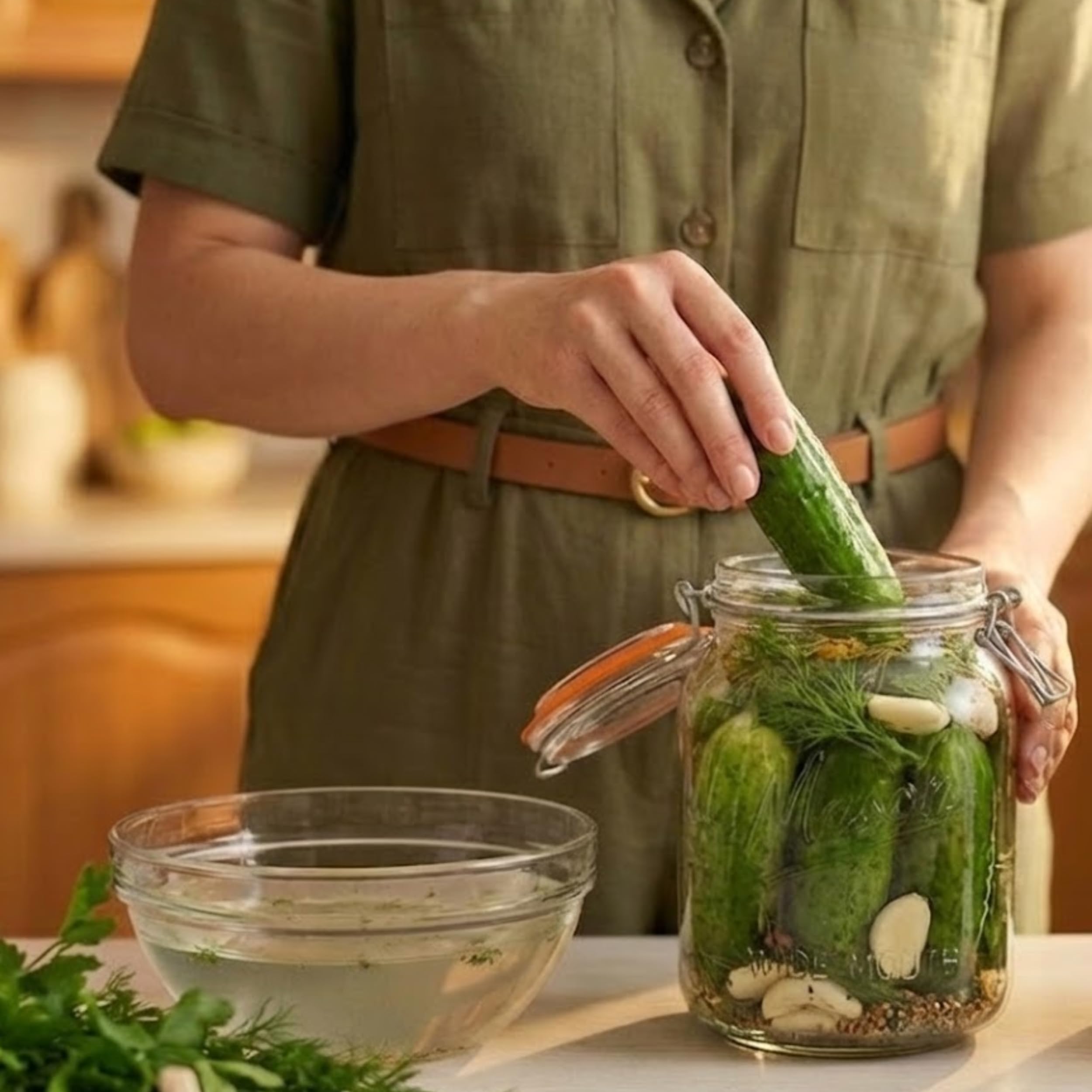 kitchentoolz Duże szklane słoiki z hermetycznymi pokrywkami - słoiki do przechowywania żywności i konserwowania z oznaczeniami pomiarowymi - pojemniki do spiżarni kuchennej na mąkę, cukier i suche