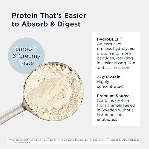 Vista 3 de Proteína PurePaleo vainilla de Designs For Health 0.74 oz de HydroBEEF altamente concentrado, caldo de hueso, polvo proteínico, 28.6 oz