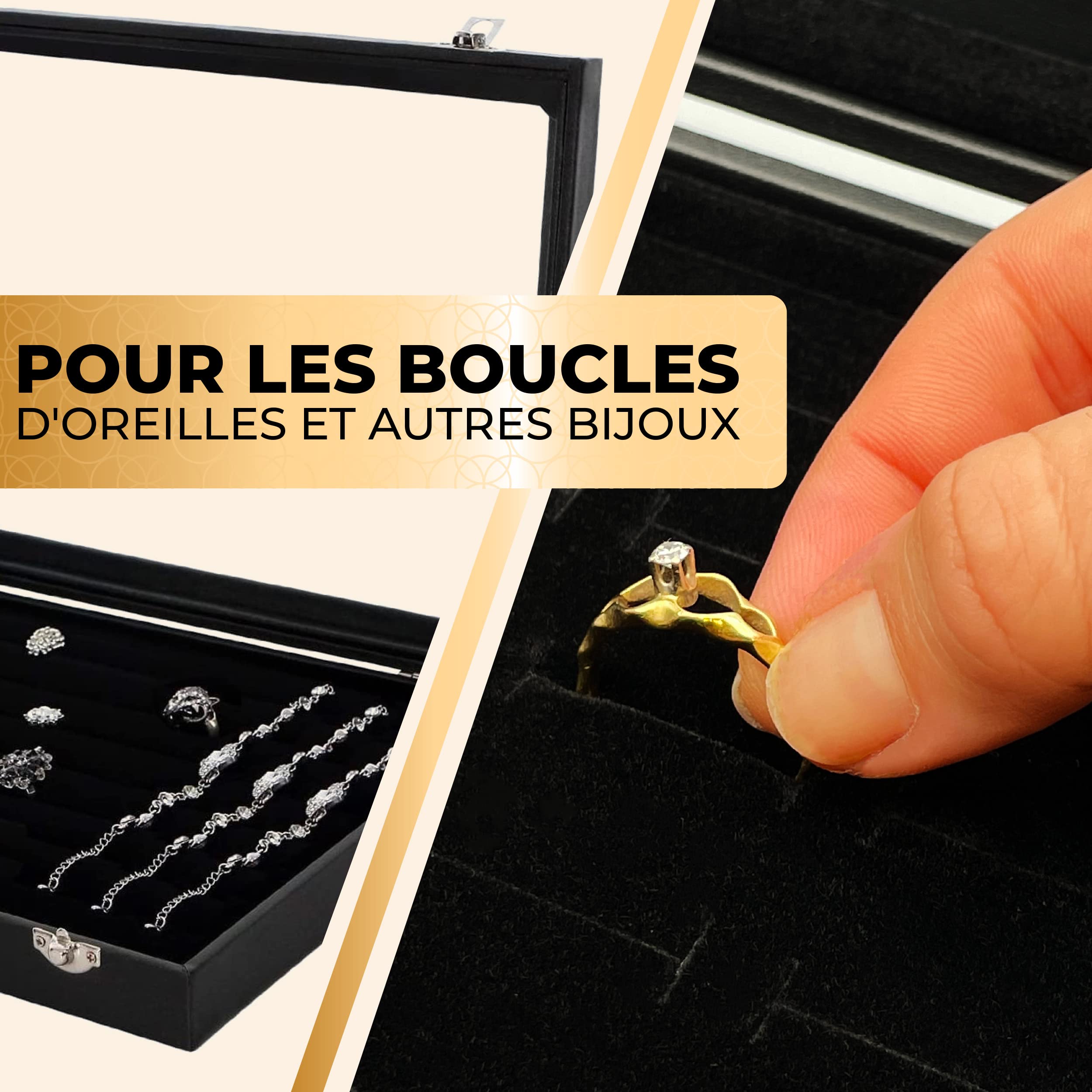 Praknu Boîte pour 100 Bagues en Cuir - Avec Couvercle Transparent - Protection contre la Poussière et les Rayures - Gain de Place