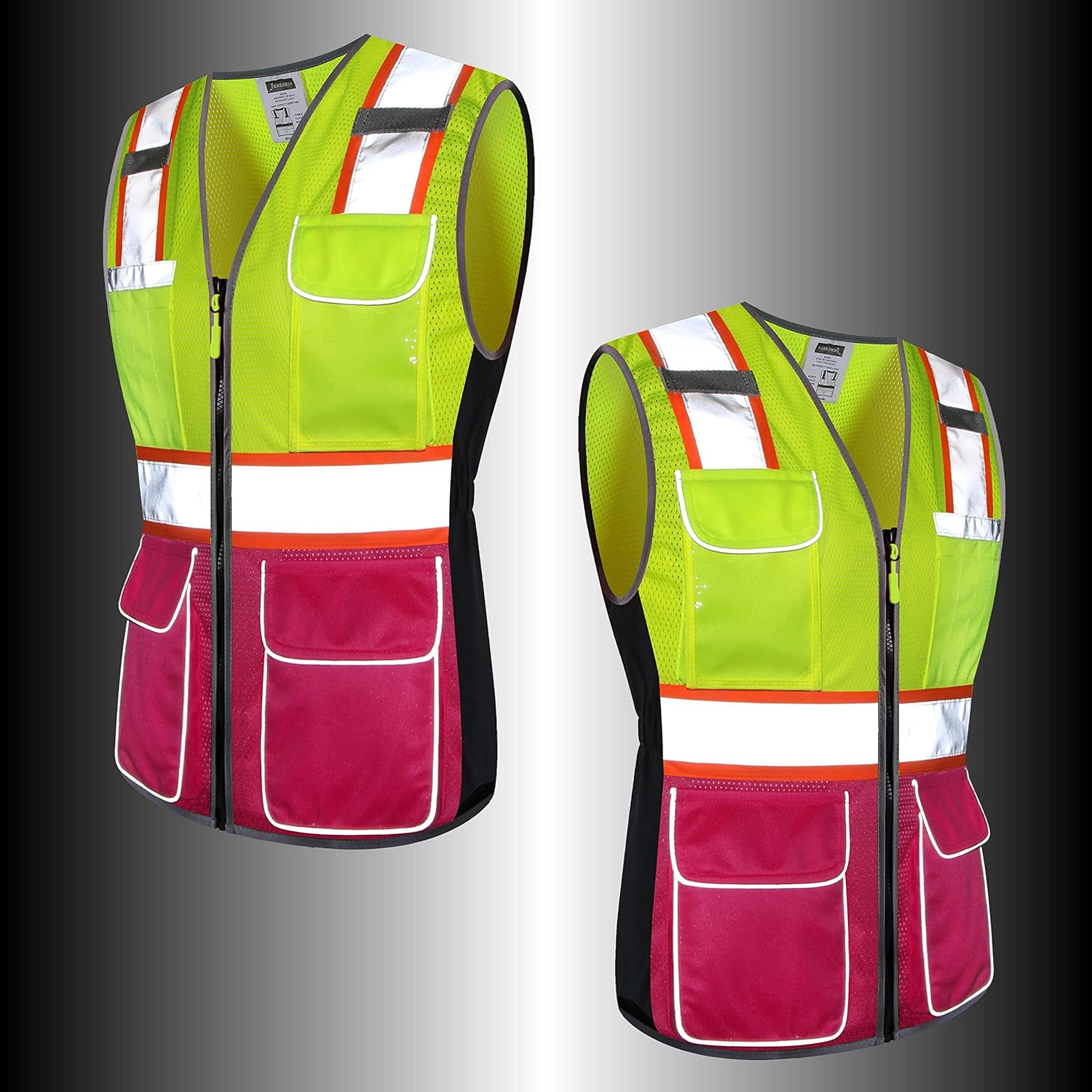 Women Safety Vest, Multi Pockets High Visibility Reflective Breathable Mesh Work Vest For Lady, Durable Zipper - Image 4