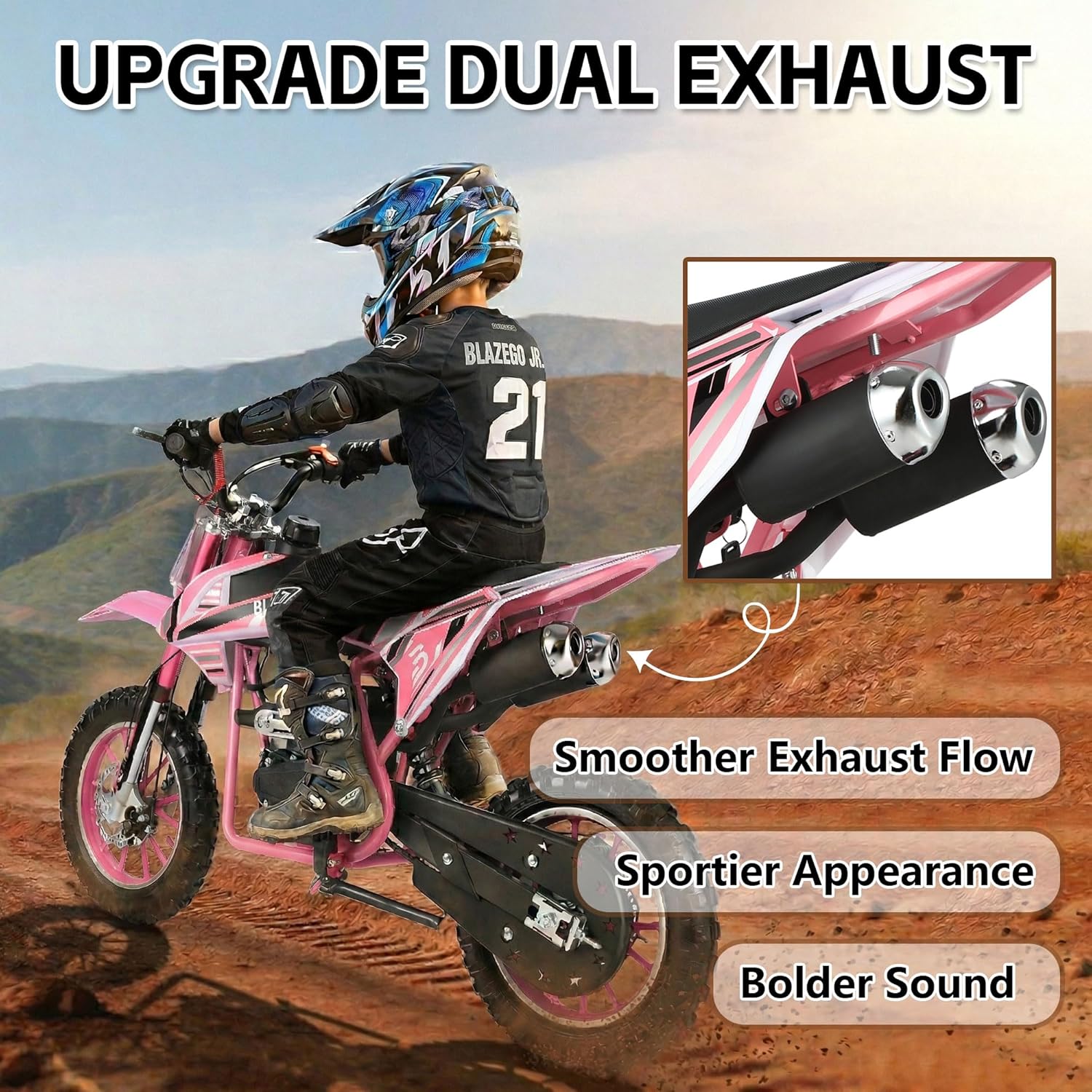 Kids Dirt Bike 50cc 4-Stroke Gas Dirt Bike 25MPH Pit Bike with Dual Disc Brakes and Off-Road Tires, Power Mini Motorcycle for Boys Girls 8-14