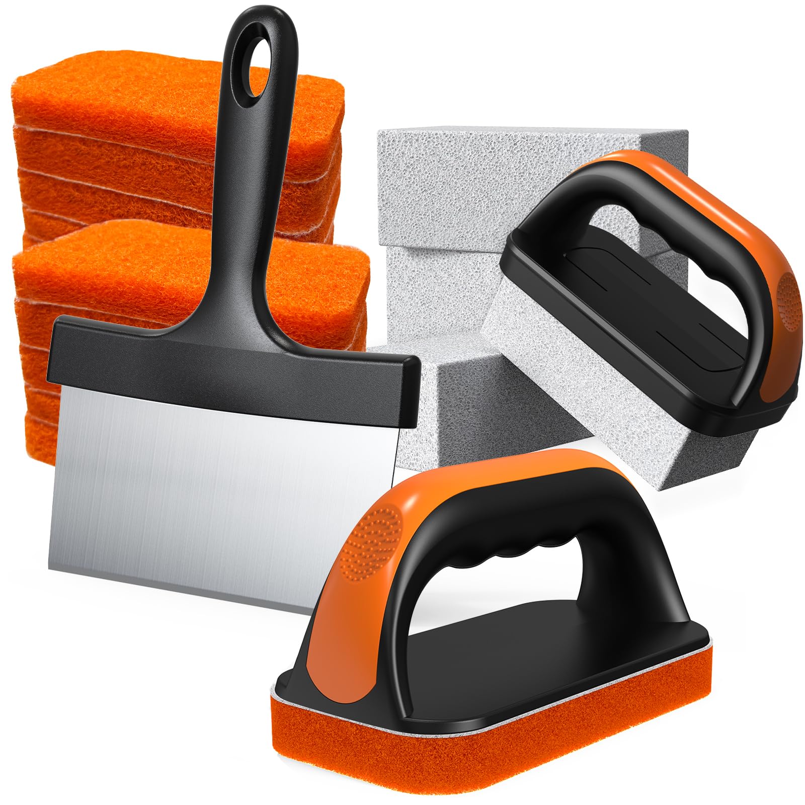 19 in 1 Griddle Cleaning Kit for Blackstone Accessories, Flat Top Grill Cleaning Kit w/Griddle Scraper, 4 Grill Stone, Griddle Brush Easy to Remove Stain - 5060