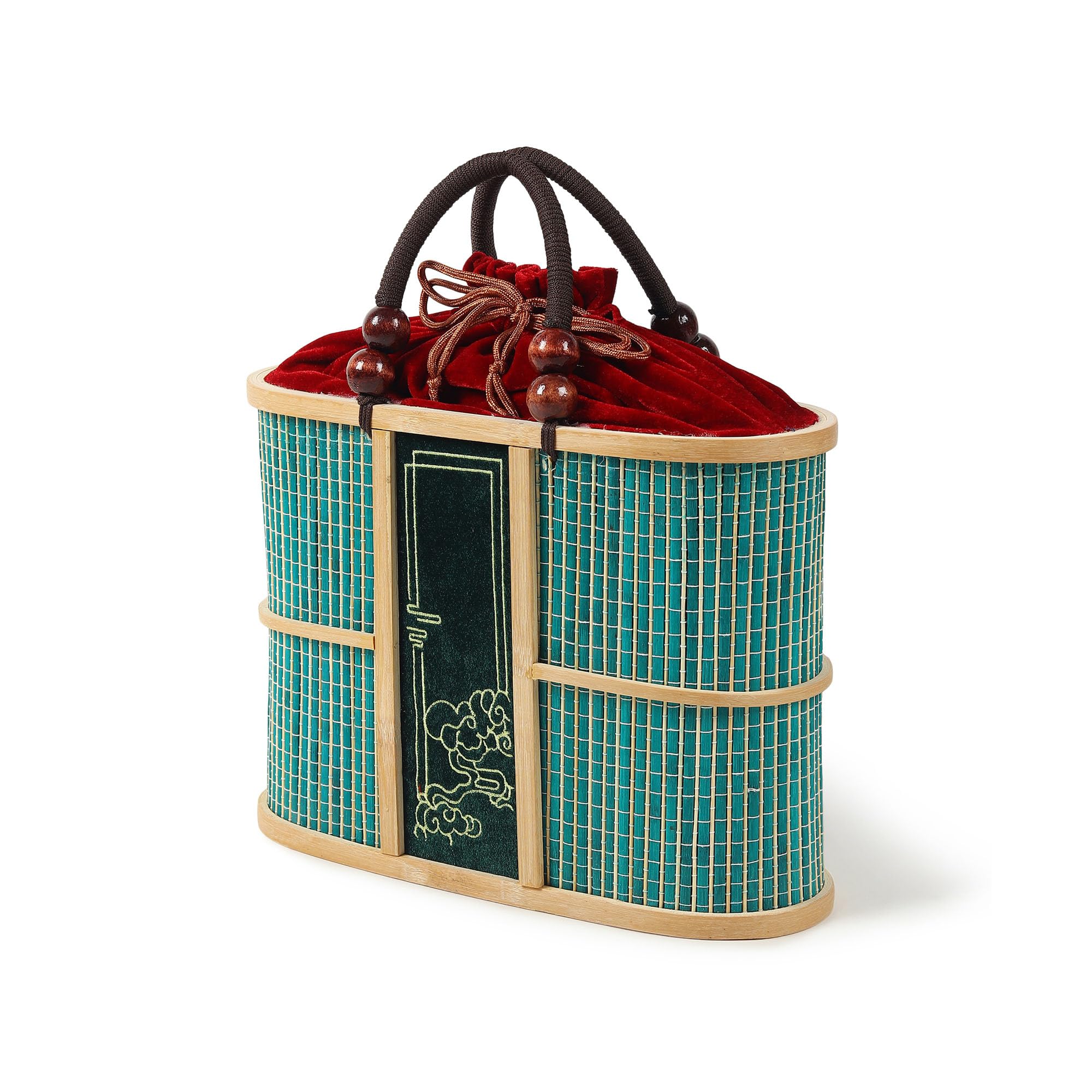 Habere India-All the Cultures Fabricating India Bamboo Picnic Basket with Top Handle Ideal for Outdoor Dining and Family Picnics | Wicker Modern Picnic Basket (L35 x W15 x H28 cm) 2