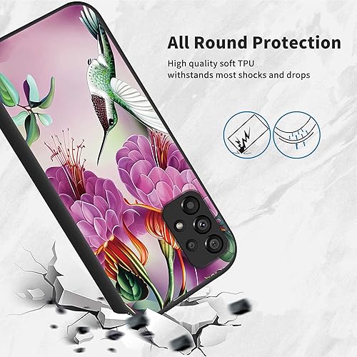 Miniatura 4 de RYUITHDJP Funda protectora para Samsung Galaxy A53 5G de 6.5 pulgadas, diseño de flores de colibríes para Samsung Galaxy A53, funda protectora con