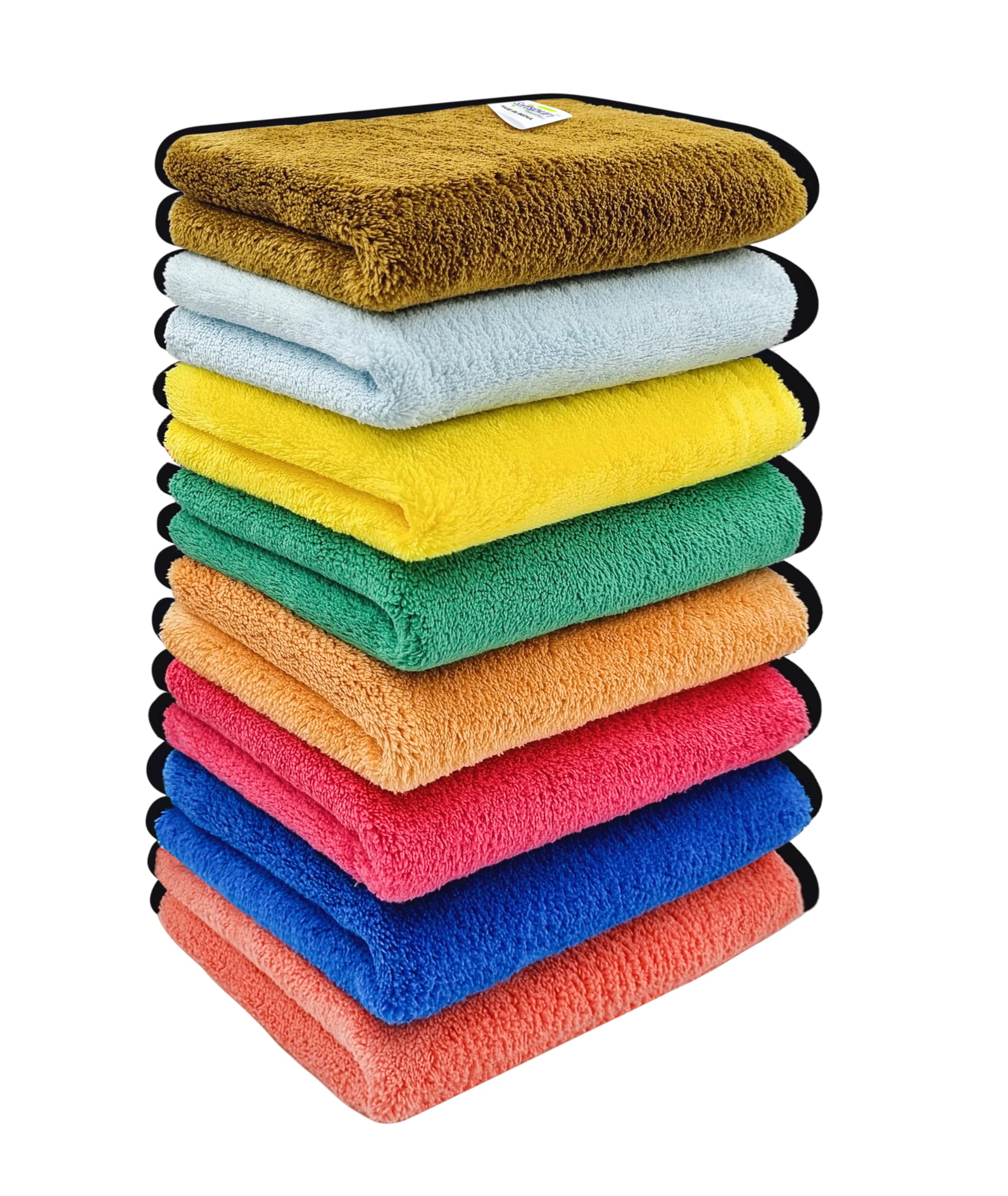 SOFTSPUN Microfiber Baby Hand & Face Wipes 20x30 Cms 8 Piece Towel Set 280 GSM Multicolor! Super Soft & Comfortable for Newborn Baby and Kids Quick Drying Ultra Absorbent in Small Size.………
