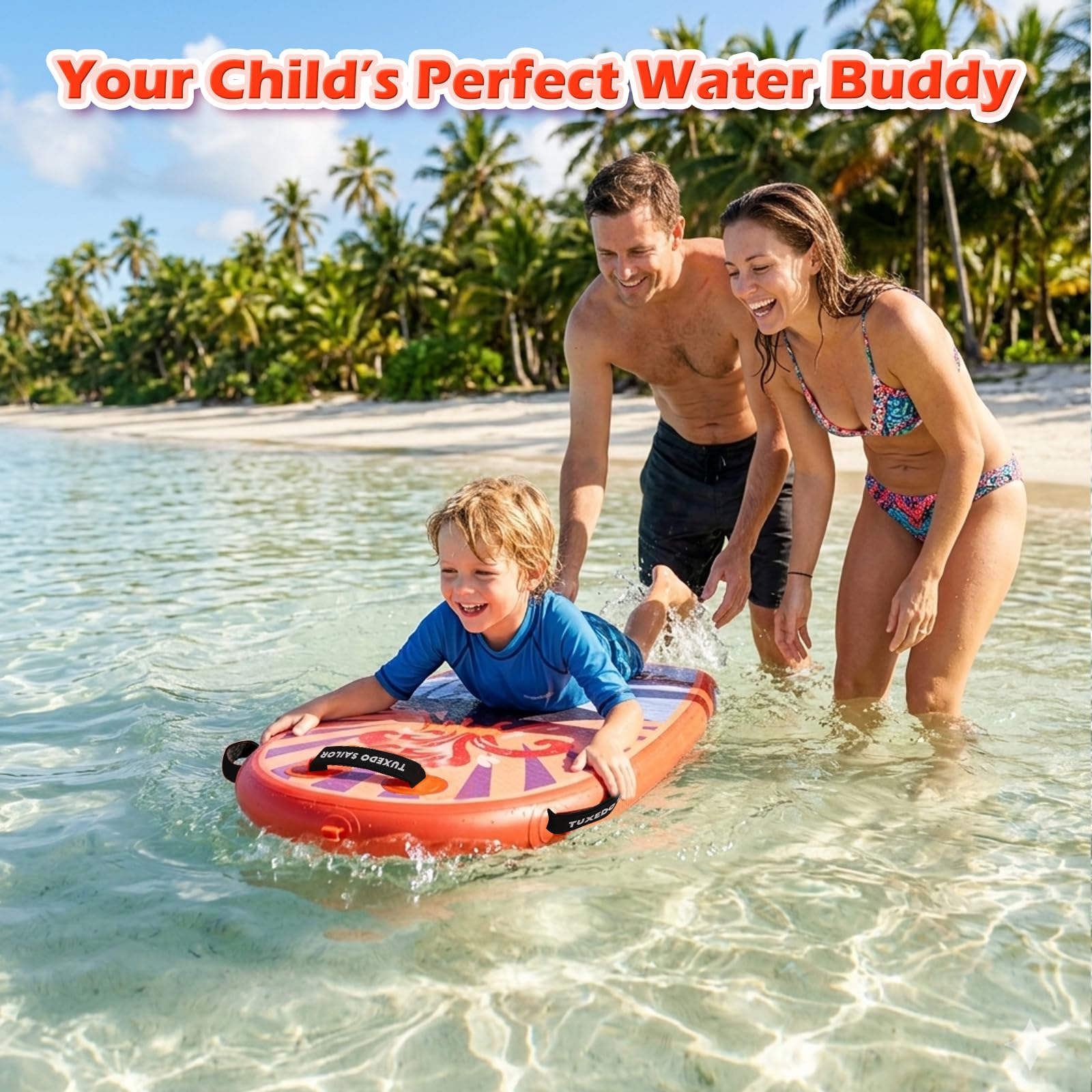 Tuxedo Sailor Tavola bodyboard Gonfiabile Tavola da Surf Gonfiabile Body Board per Bambini e Adulti Tavola da Nuoto per Principianti ed Esperti