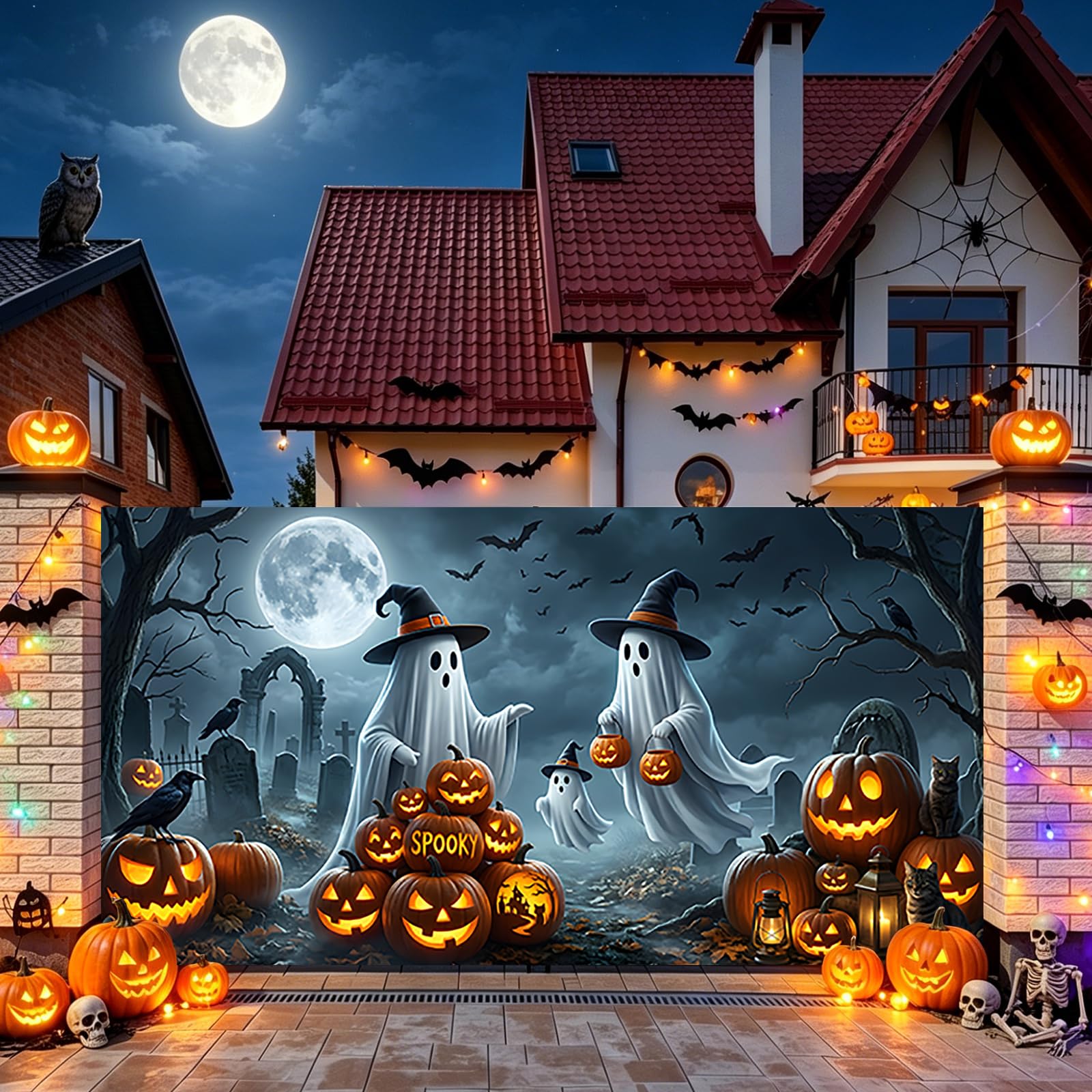 Garaż Halloween horror dekoracja zewnętrzna wewnątrz ogrodu baner