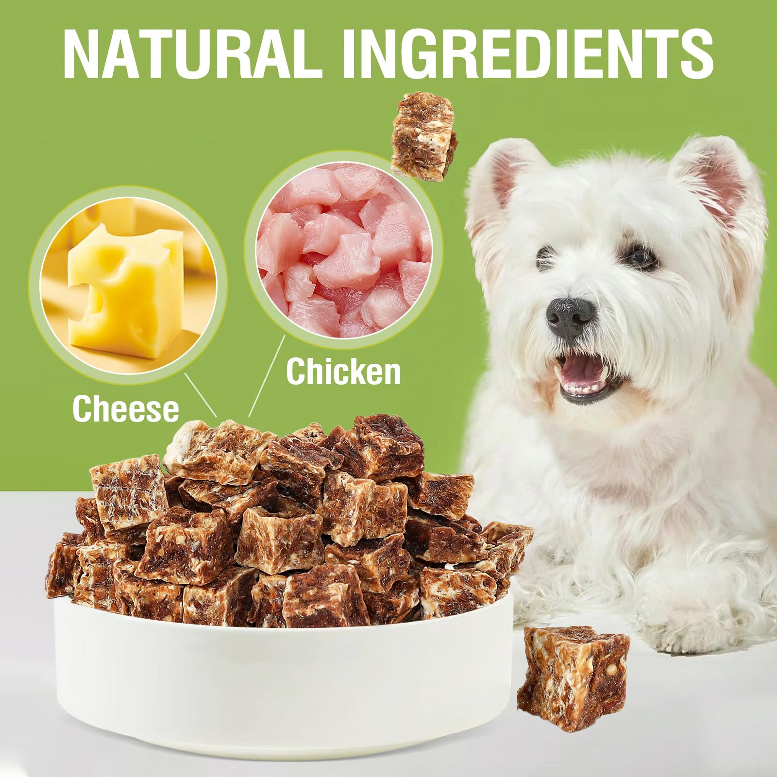 Diced Chicken and Cheese Baked Dog Treats, 100% Nutral Dog Snacks, Grain-Free,Training or Rewards for Medium Large Dogs,128g - Image 2