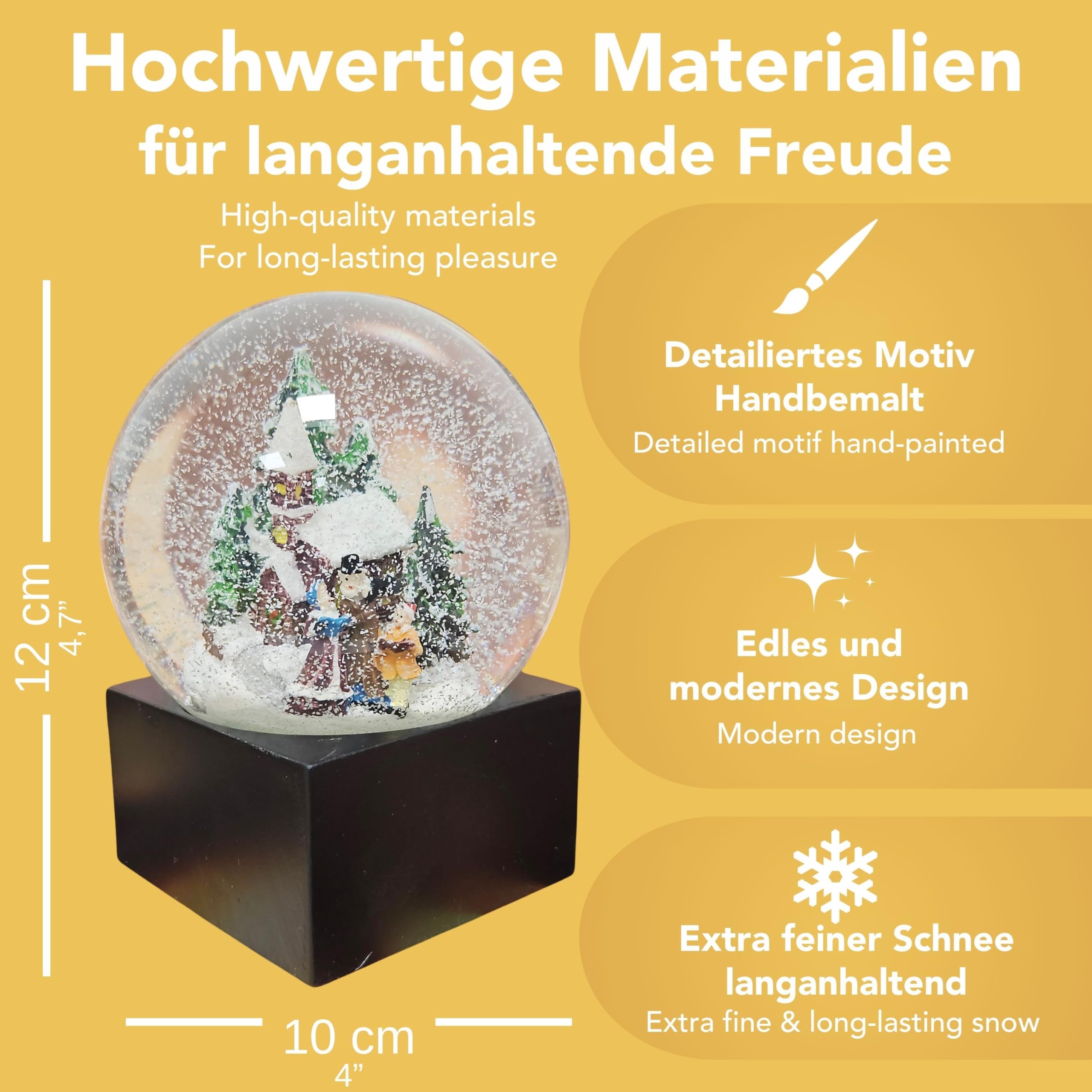Minium Collection 20120 Schneekugel Weihnacht Stimmung Winterspaziergang auf Sockel schwarz, Durchmesser 100mm