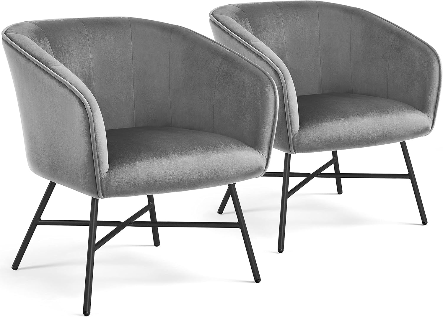 Yaheetech 2PCS Tub Chairs, Velvet Accent Living Room Chair with Metal