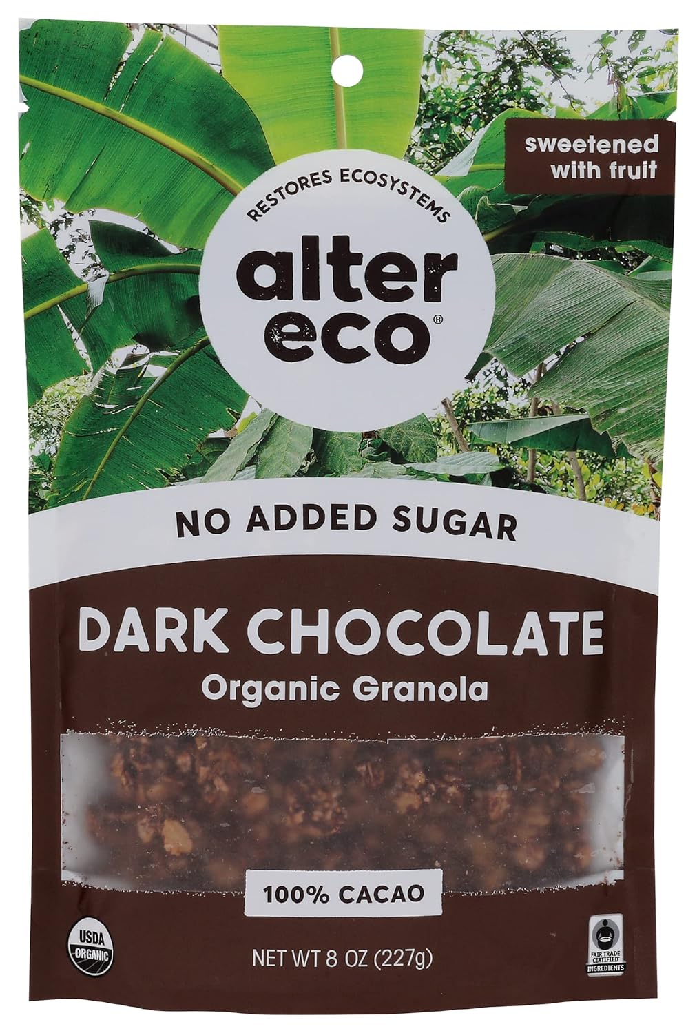 Alter Eco Organic Dark Chocolate Granola, No Artificial Sweetener, 8 Ounce (Pack of 6)