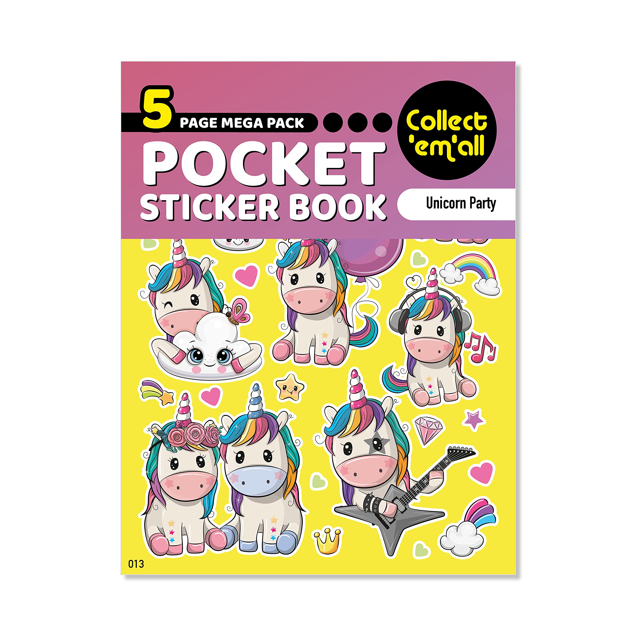 Lds Landlord Direct Supplies Multi-Color Pocket Sticker Book (5 Pages) - 64 Mega Packs To Collect Coloured Stickers For Kids - Unicorn Party