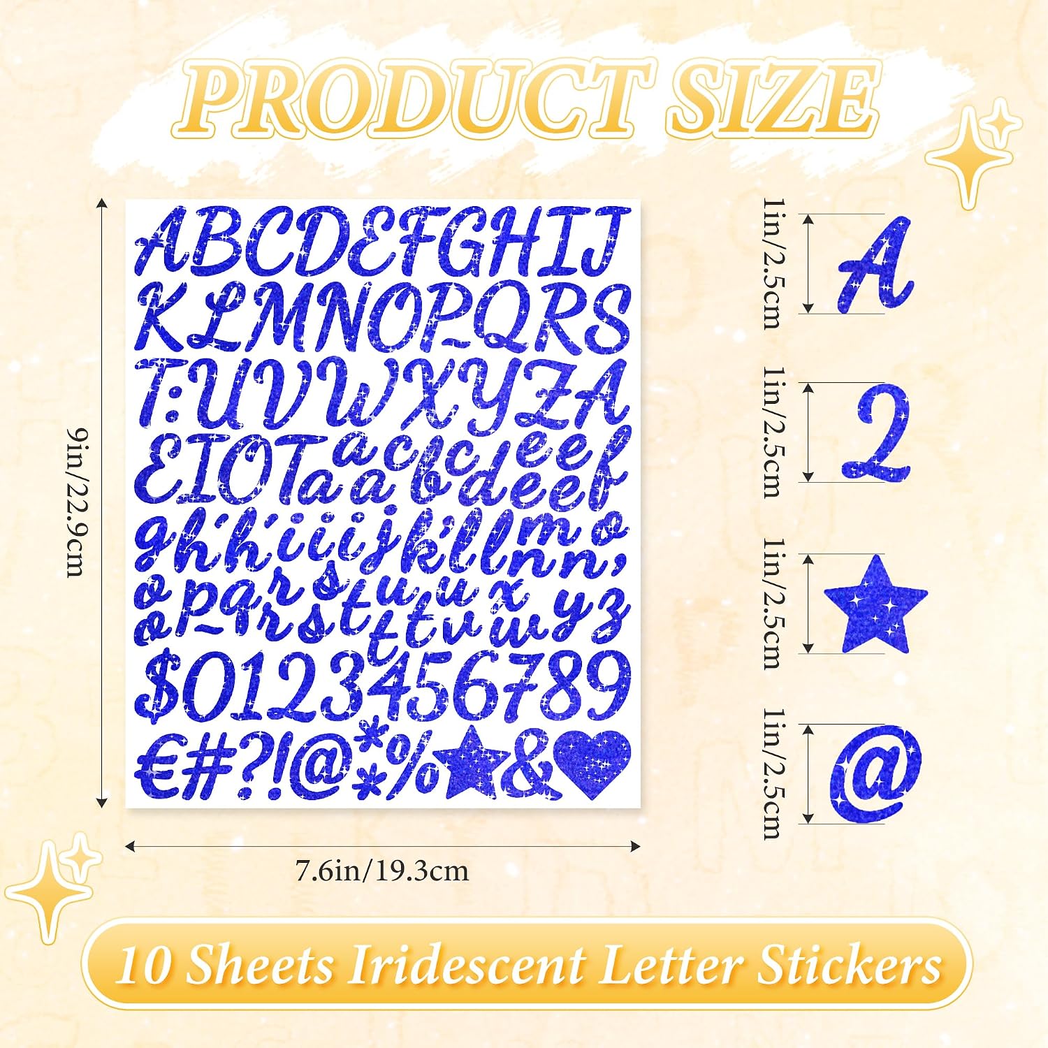 1050PCS Letter Stickers Glitter 10 Sheets Alphabet Number Sticker,Navy Blue image 2