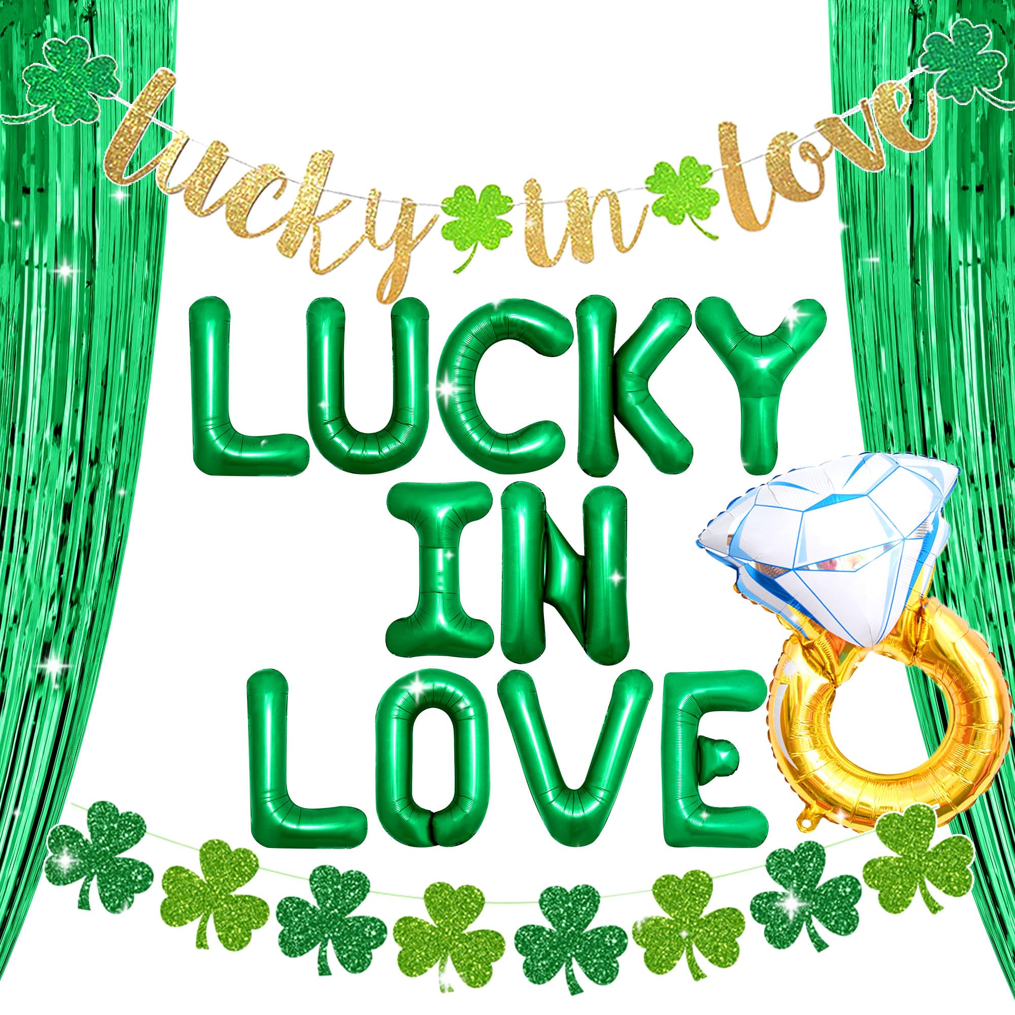 Luxury Lucky In Love Decoration Green Bridal Shower St Patricks Bachelorette Decorations Irish Bachelorette Lucky Diamond Balloon St Pattys Day