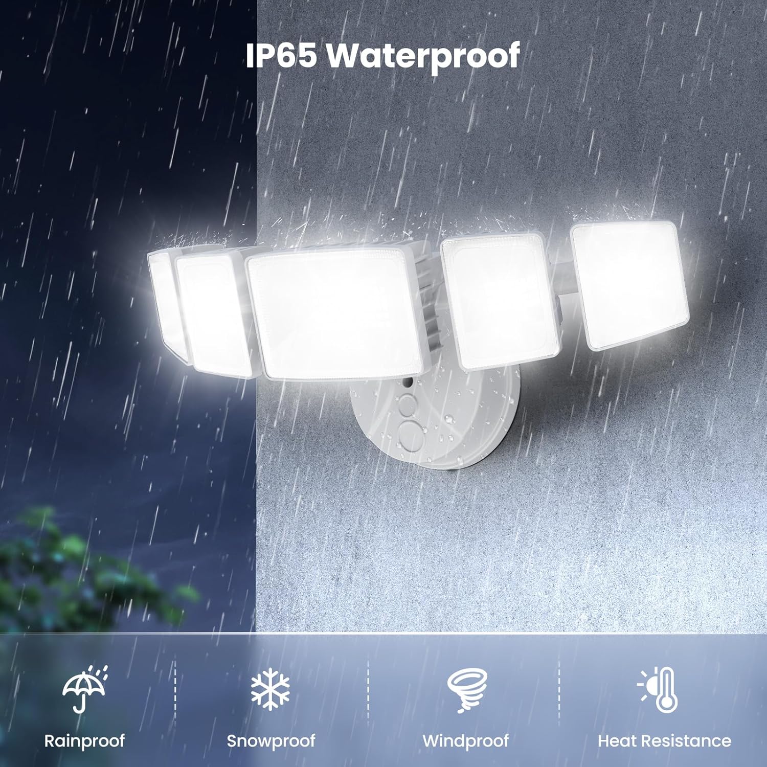 Onforu 150W LED Flood Lights Outdoor, 15000LM Brightness Security Light Switch Controlled, 6500K Outside Floodlight with 5 Adjustable Heads, Waterproof Exterior Light for Yard Garage Patio
