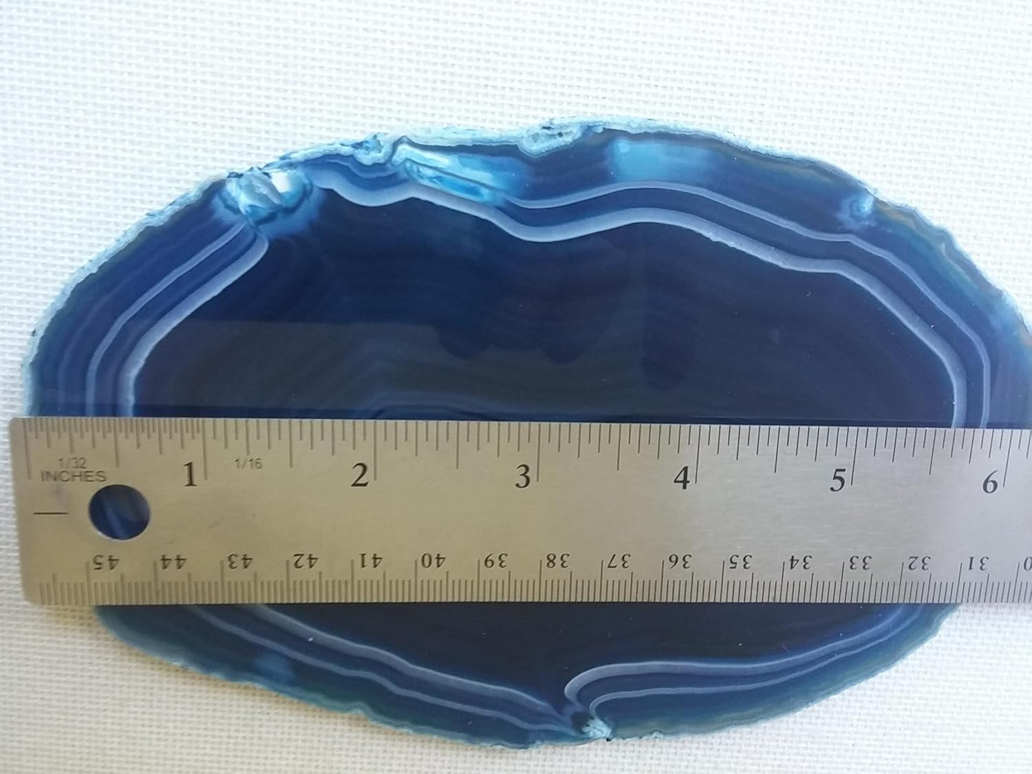 Brazilian Agate Geode Slice 6-7 inch with Lighted Acrylic Stand-Stained Glass by Mother Nature-Crystal Mineral Gemstone Rock (Blue)
