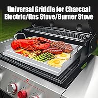 Vista 5 de Plancha para cocinar universal de acero inoxidable, placa superior plana antiadherente para estufa de gas y parrillas de carbón, tailgating